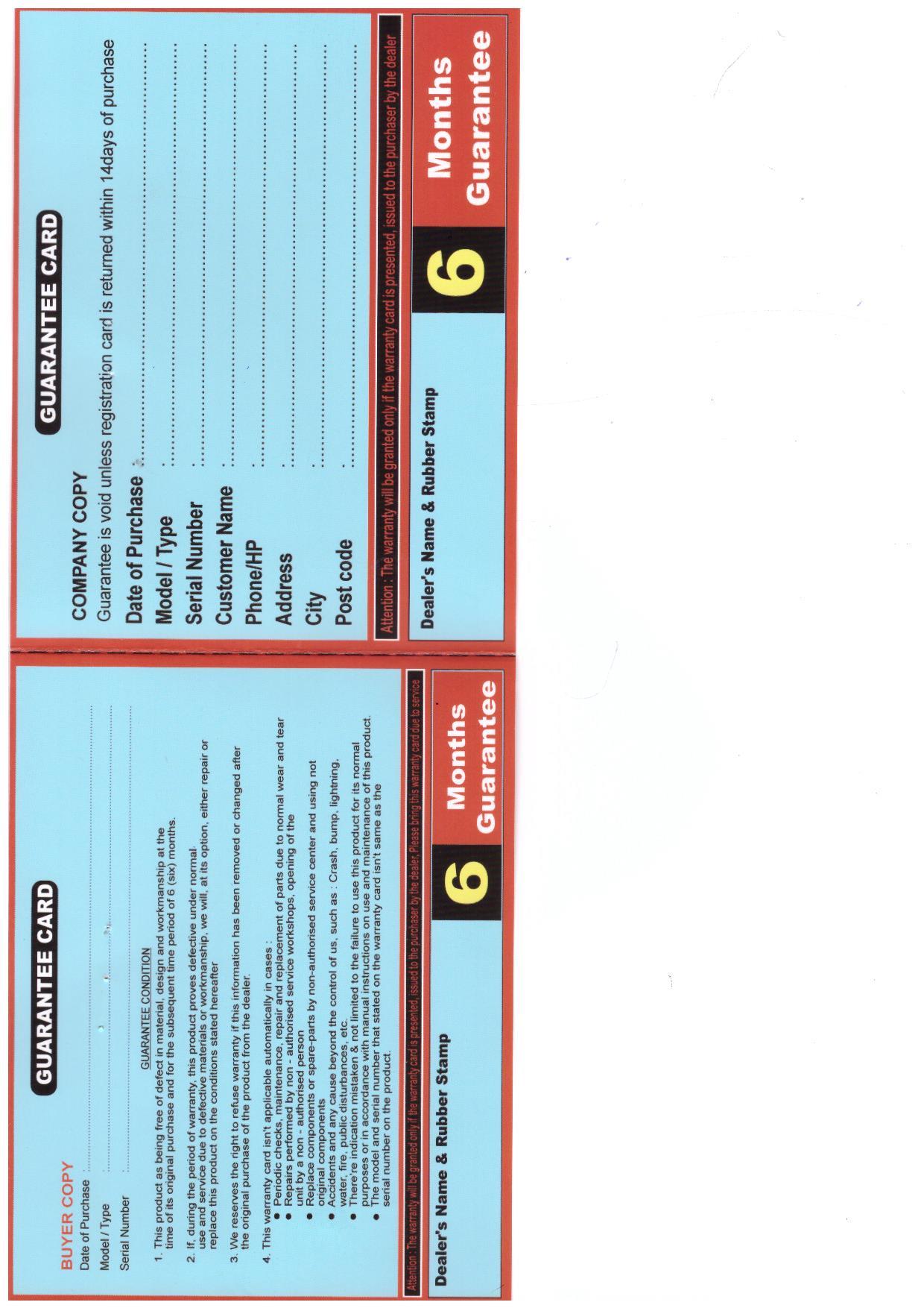 Warranty Front