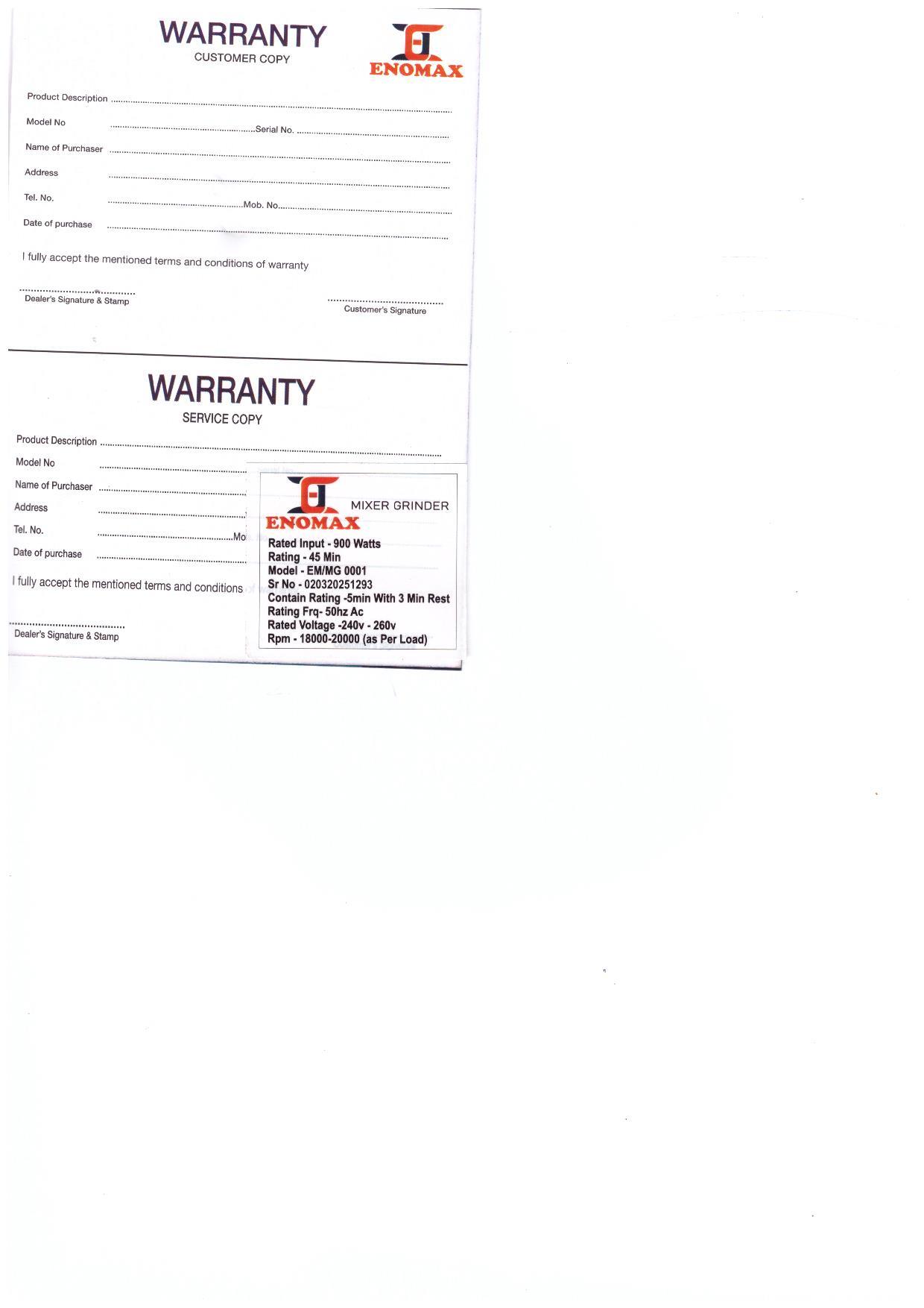 Warranty Front