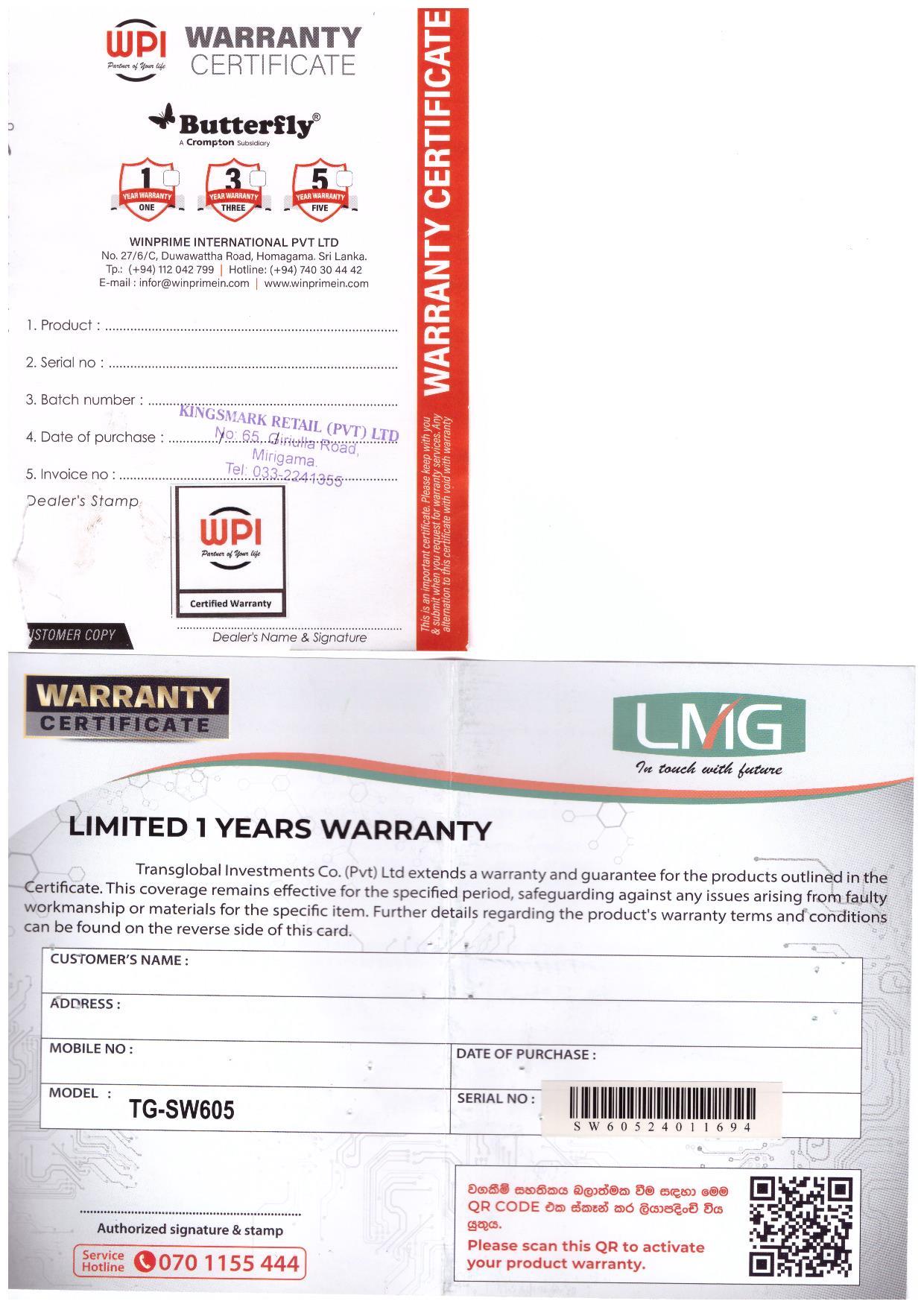 Warranty Front