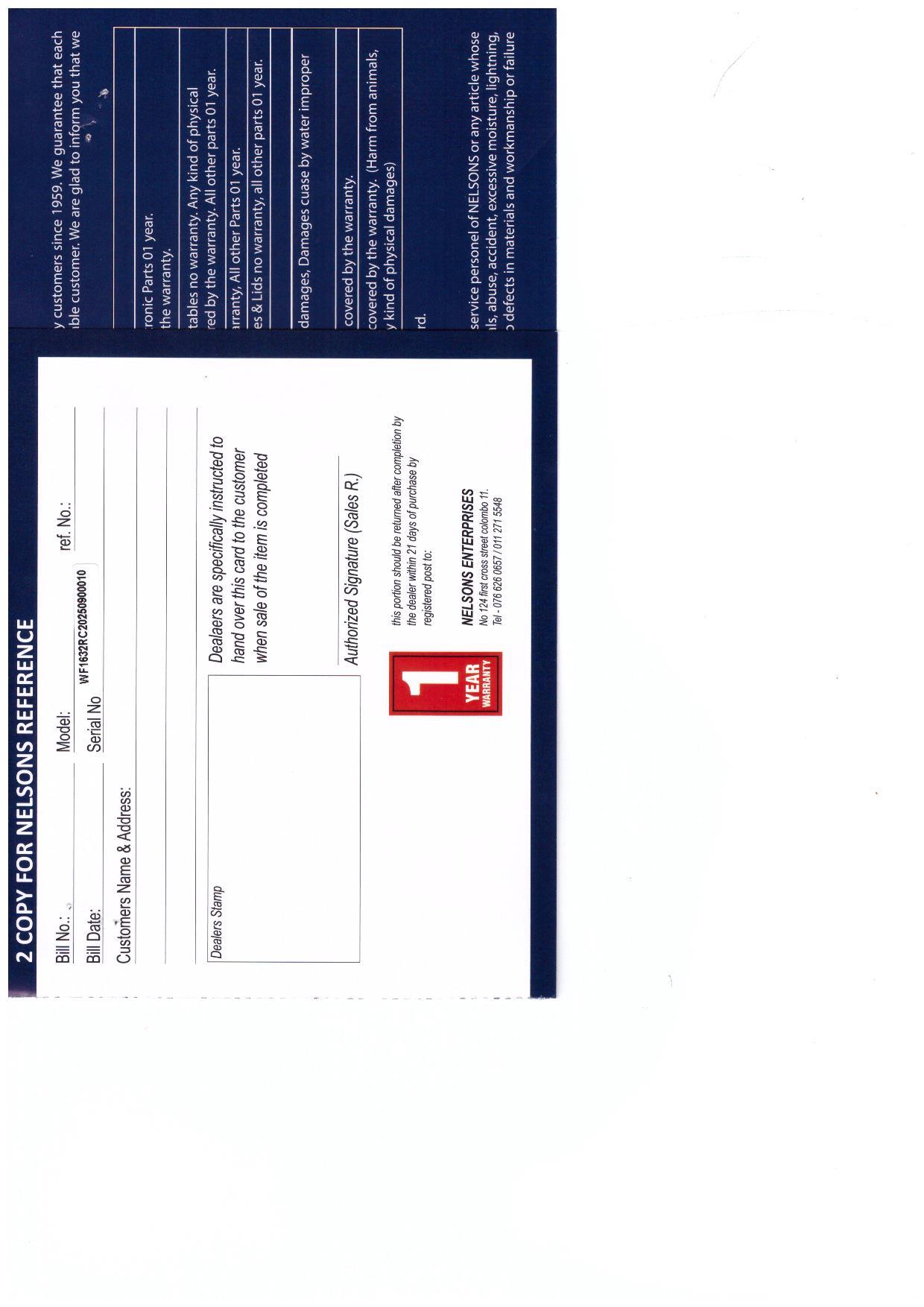Warranty Front