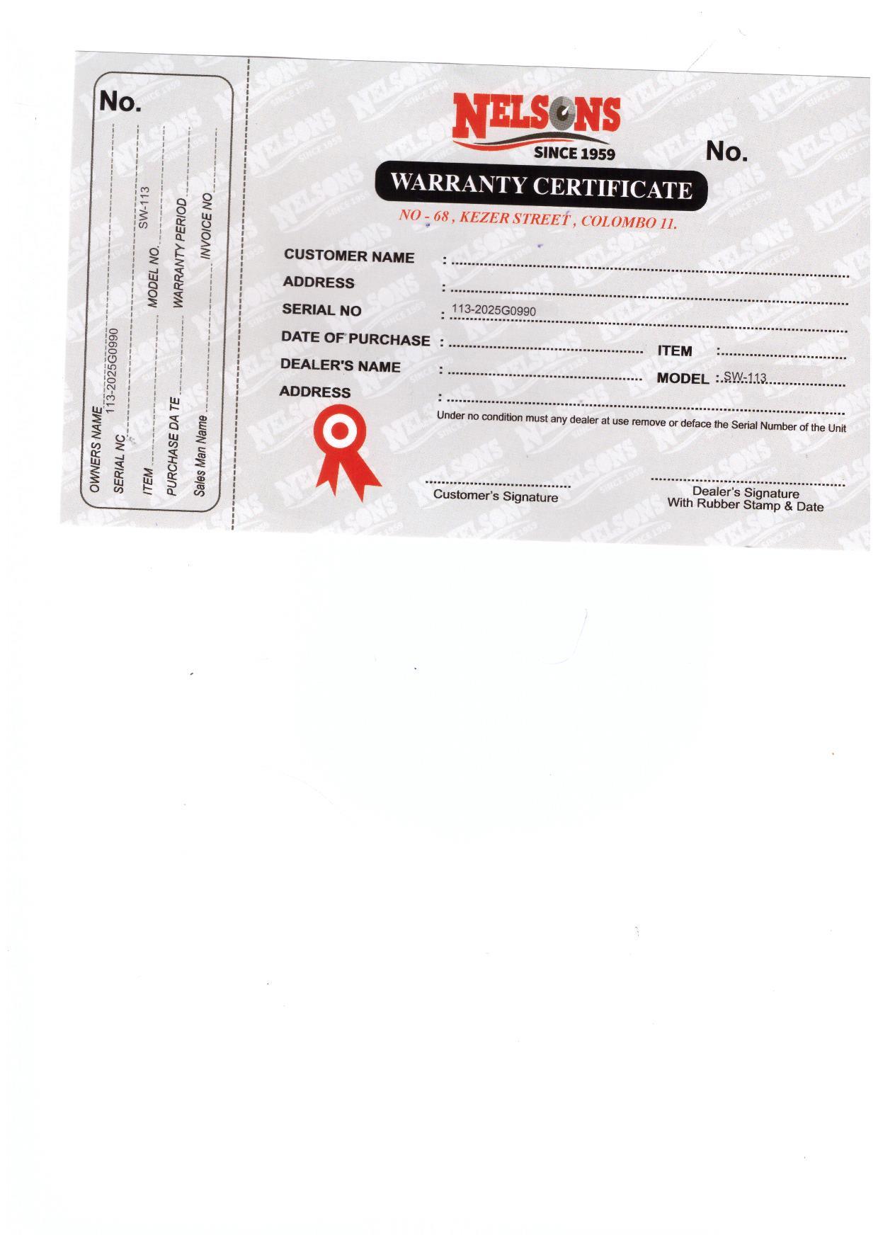 Warranty Front