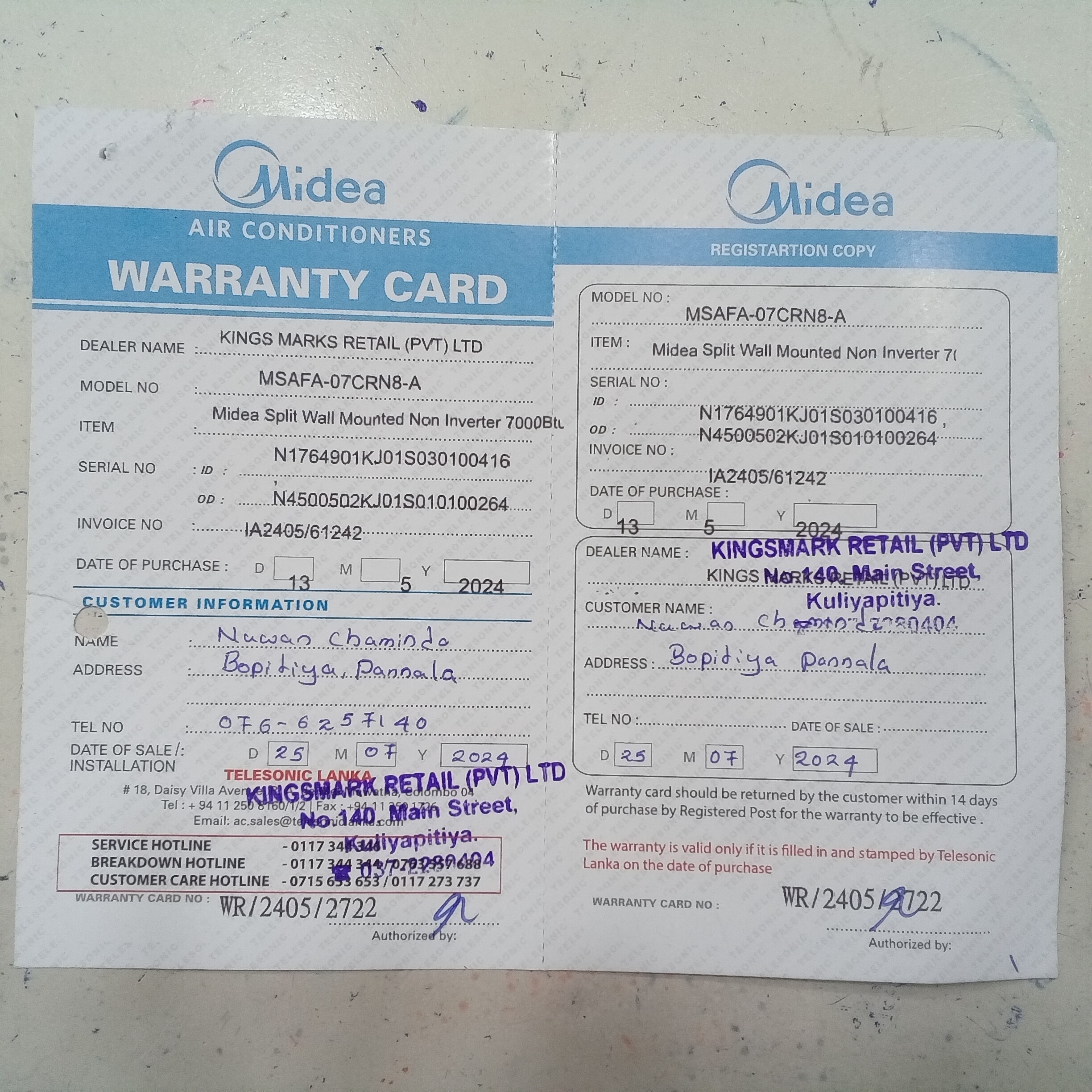 Warranty Front