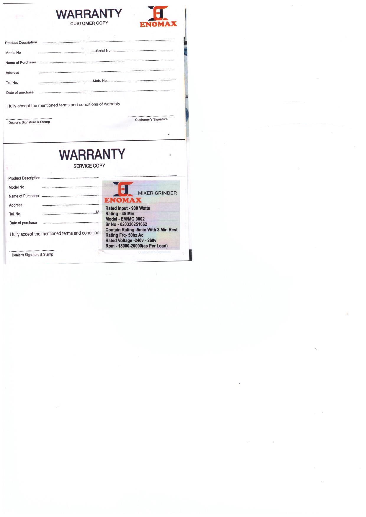 Warranty Front