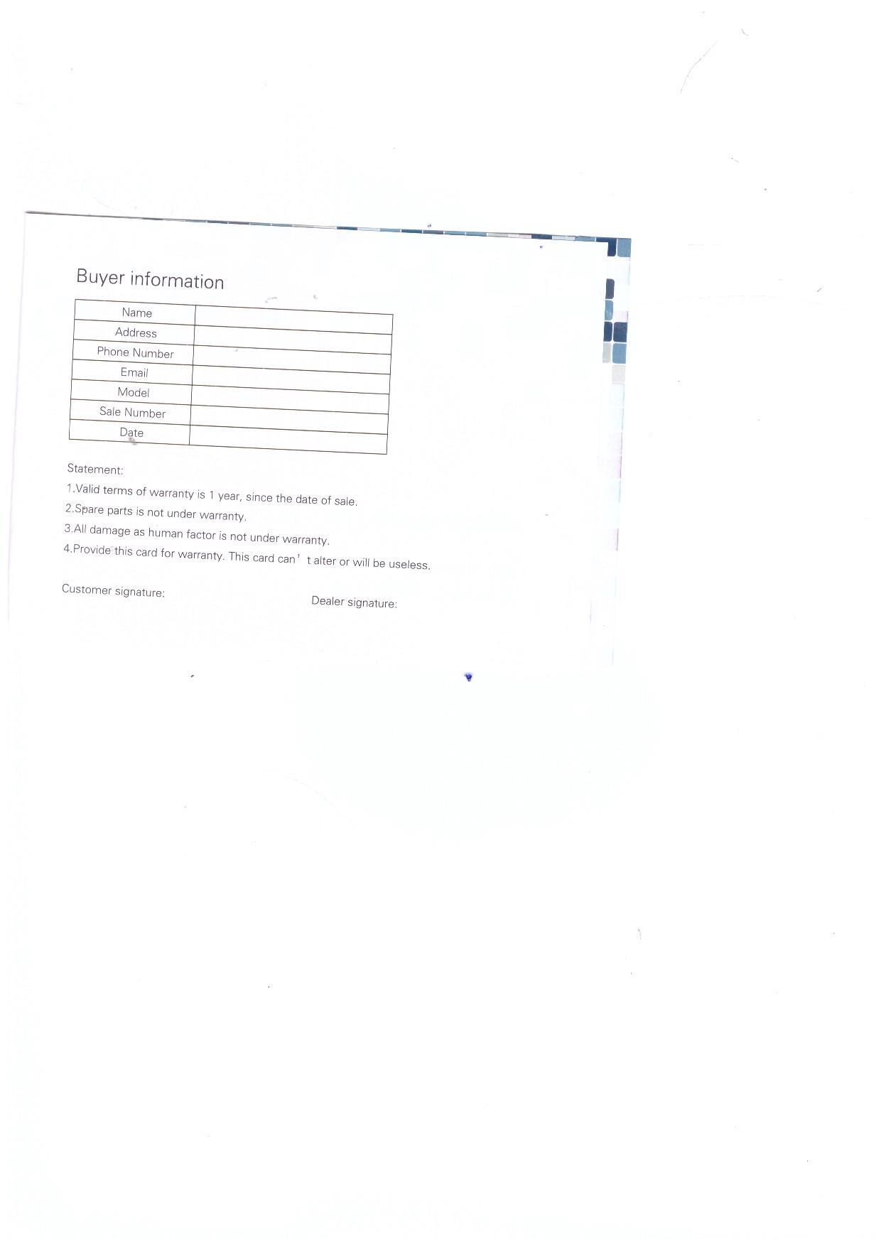 Warranty Front