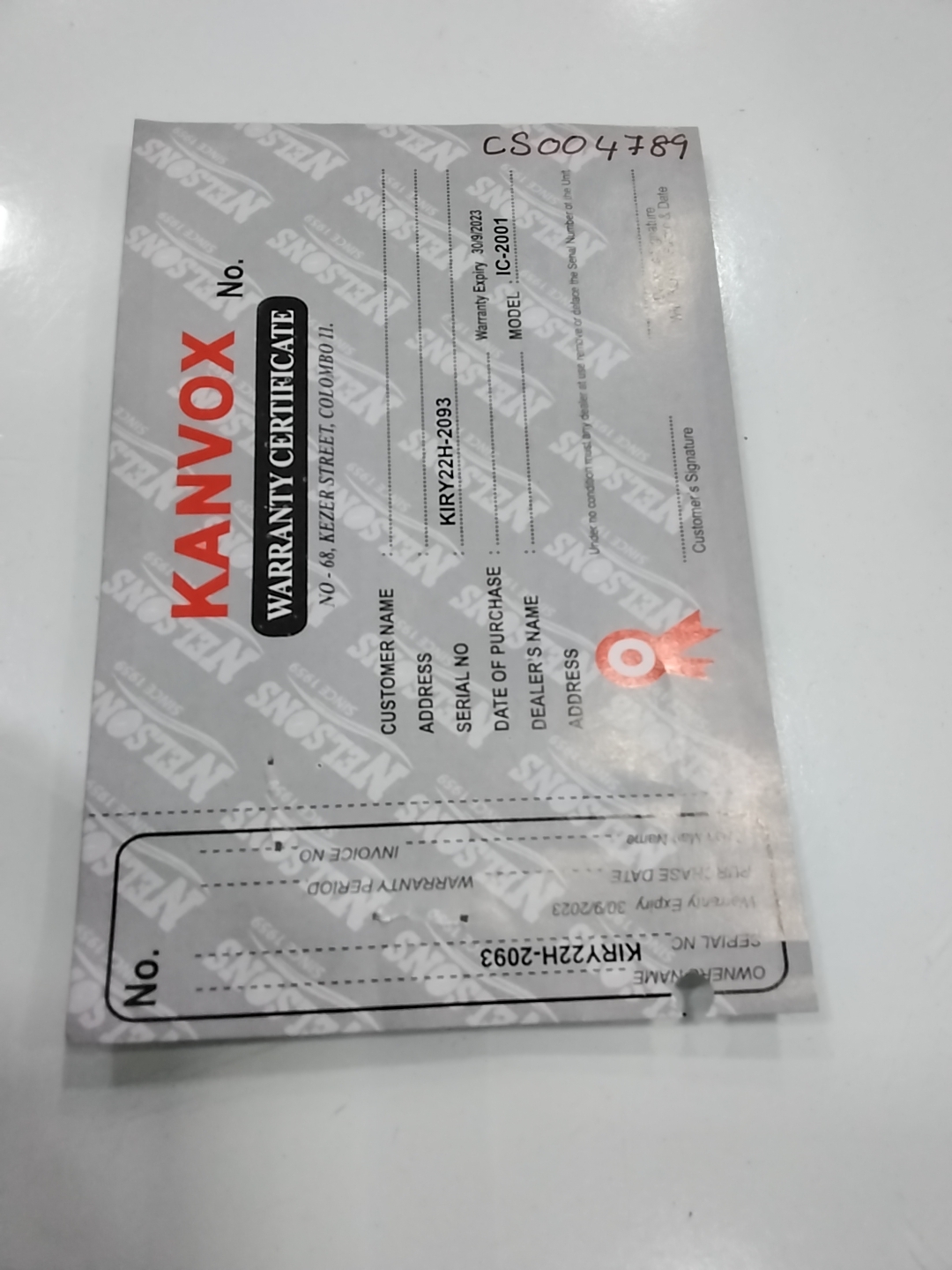 Warranty Front