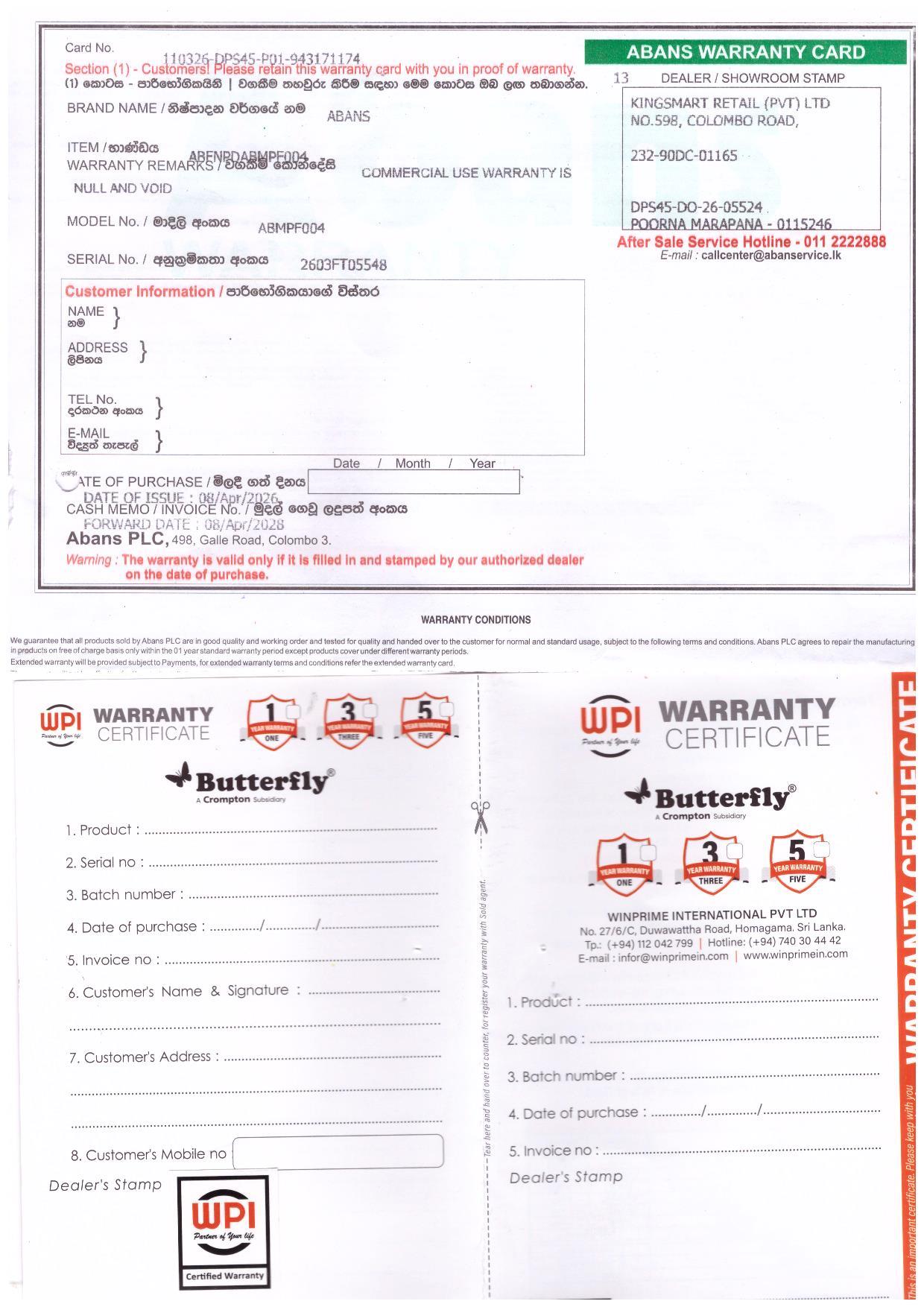 Warranty Front