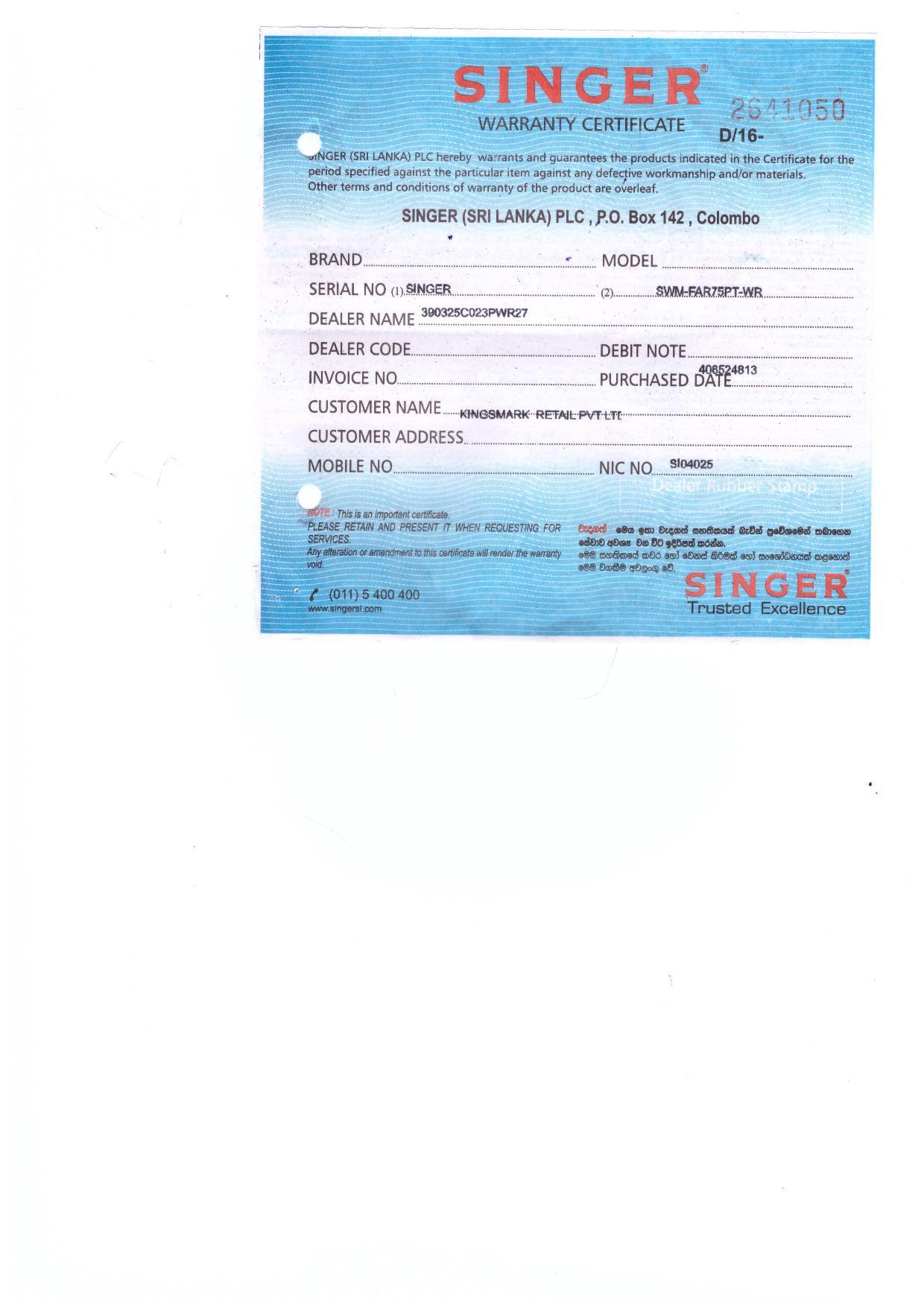 Warranty Front