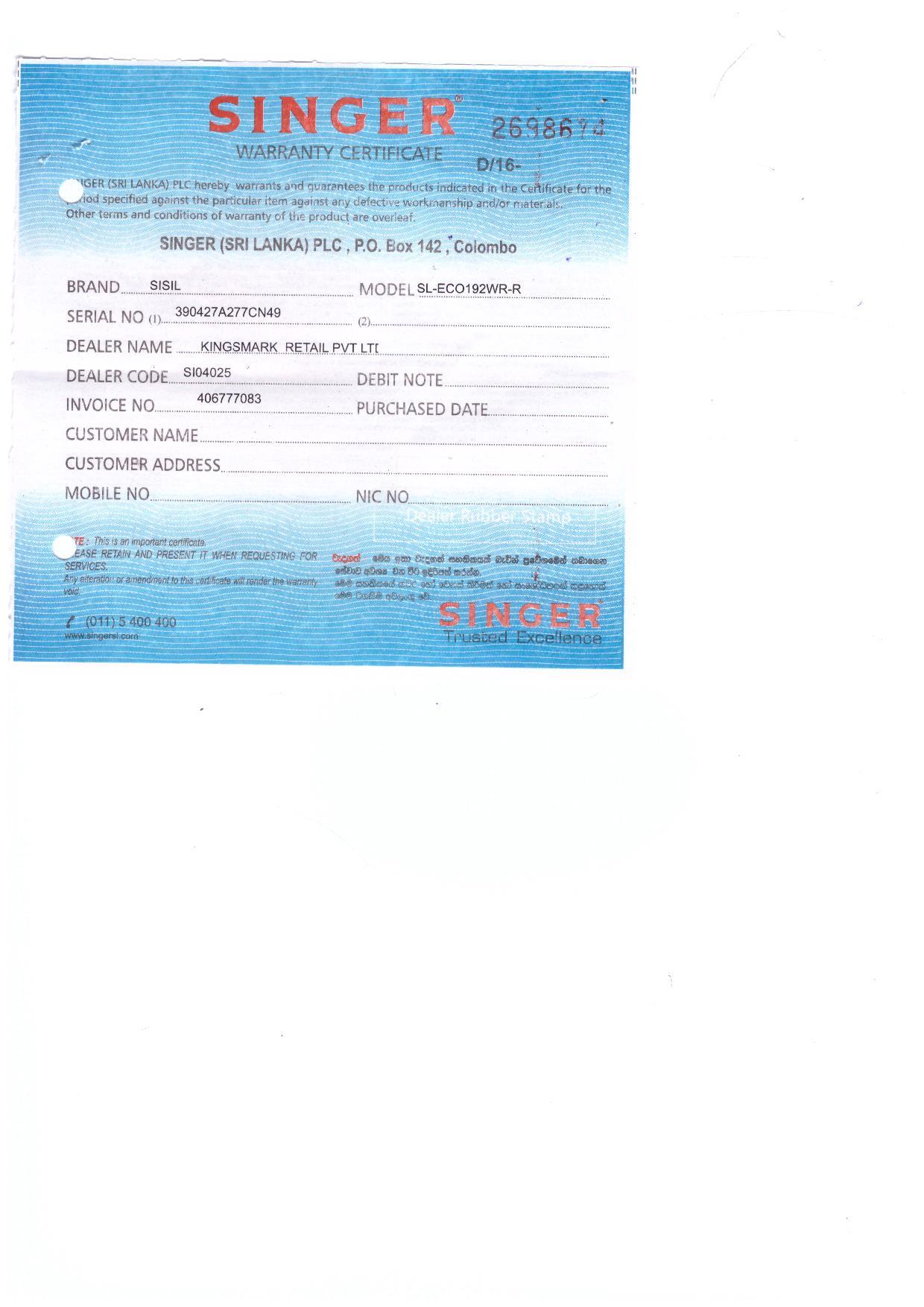 Warranty Front