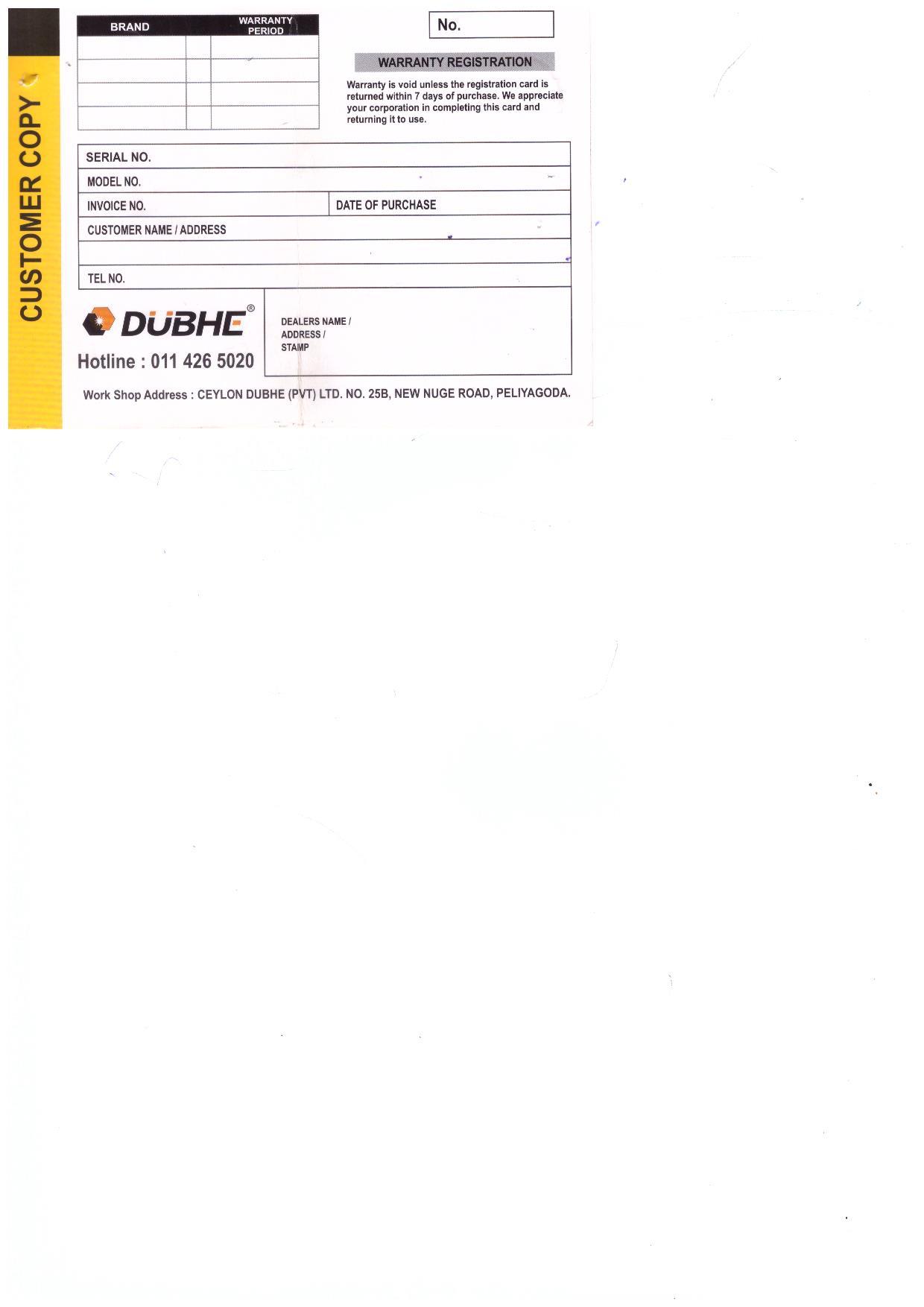 Warranty Front