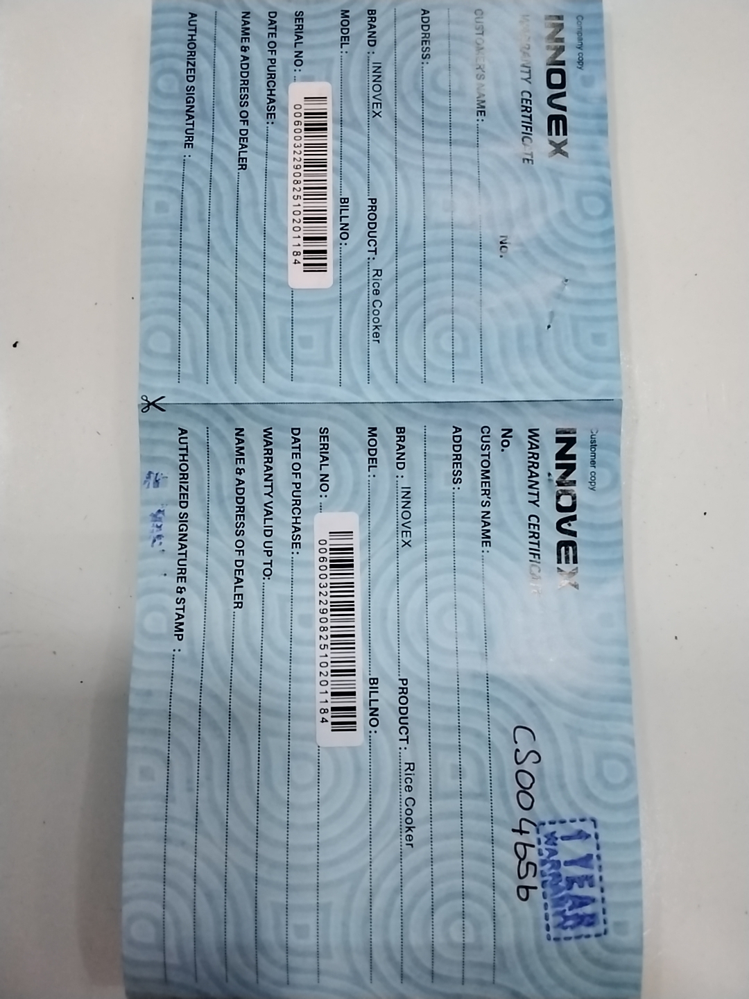 Warranty Front