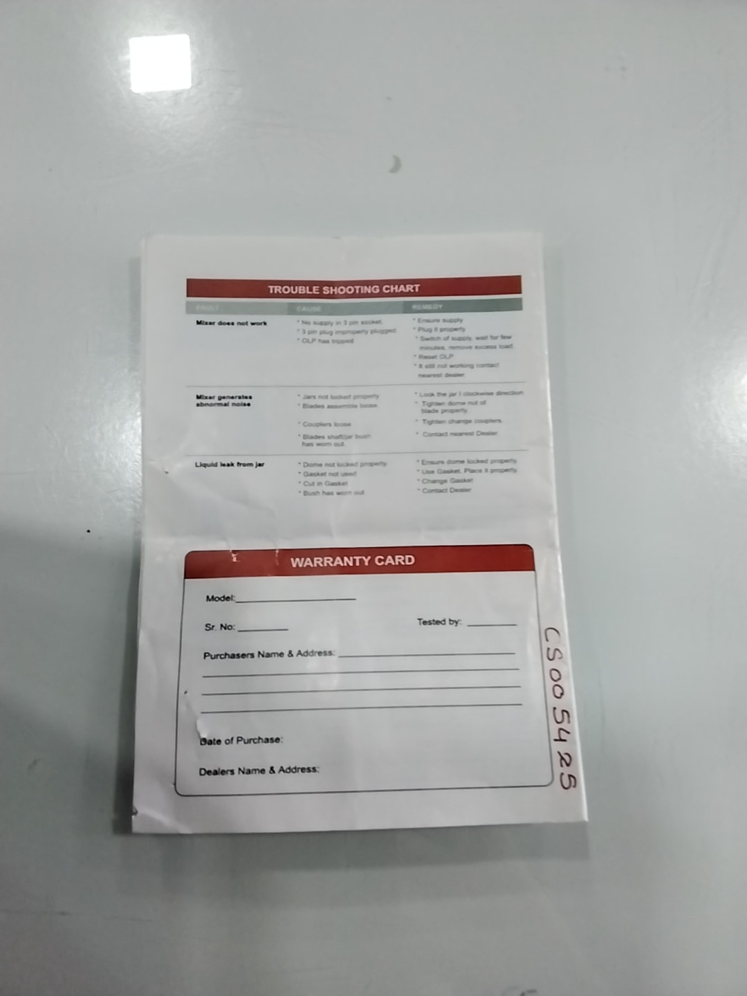 Warranty Front