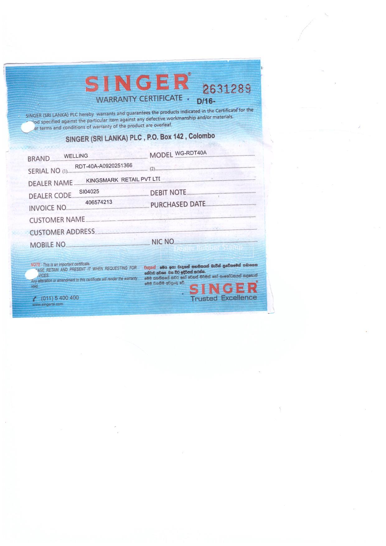 Warranty Front