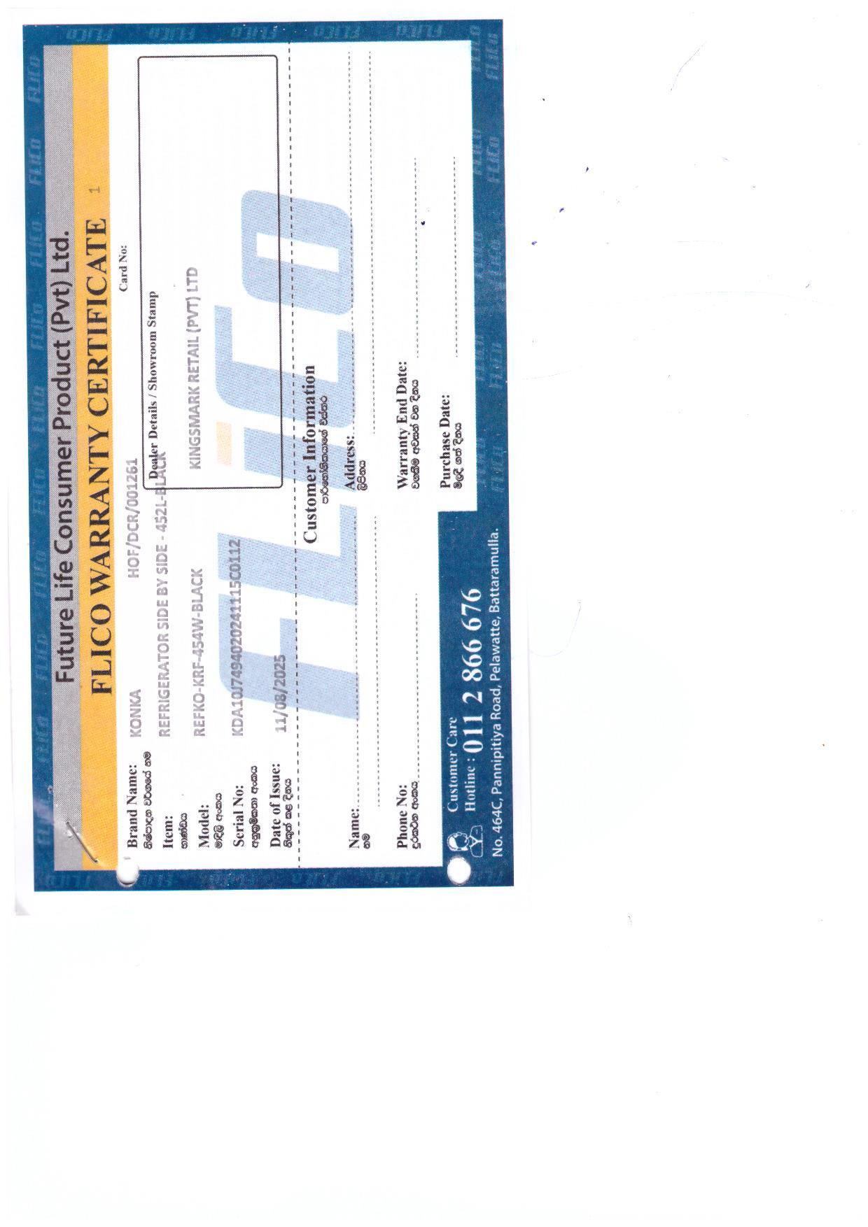 Warranty Front