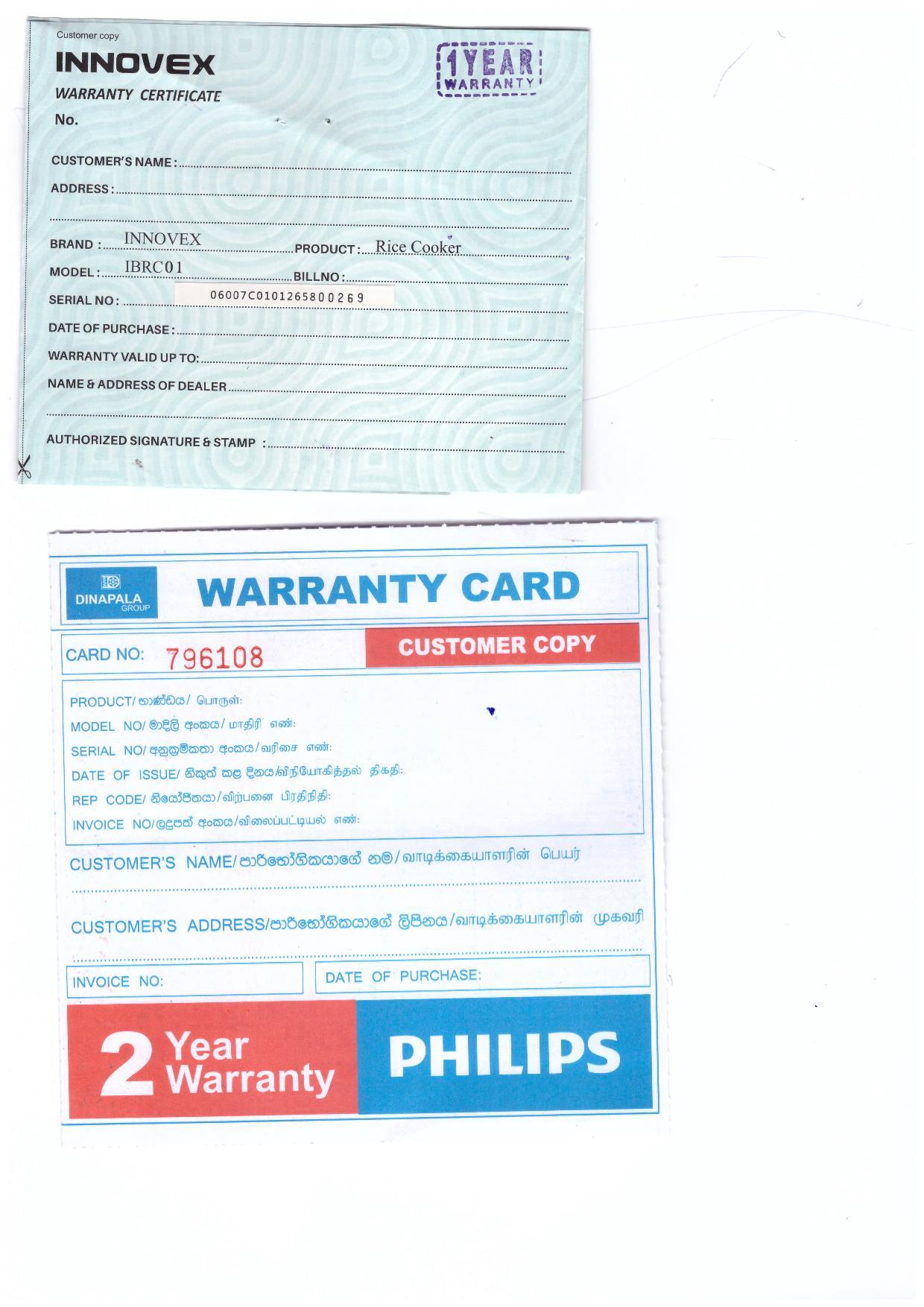 Warranty Front
