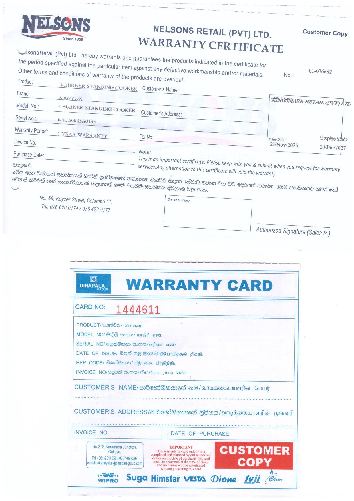 Warranty Front