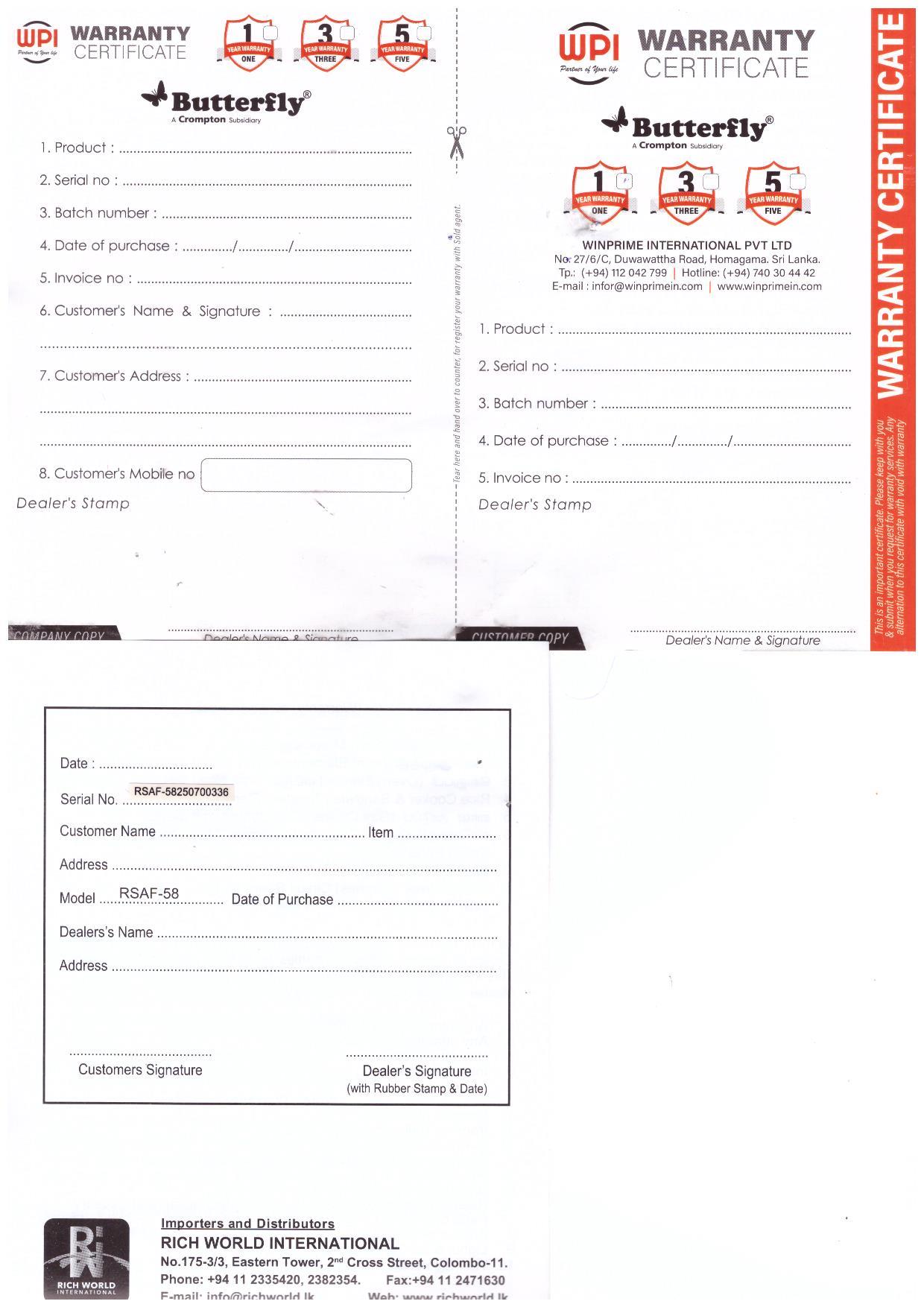 Warranty Front