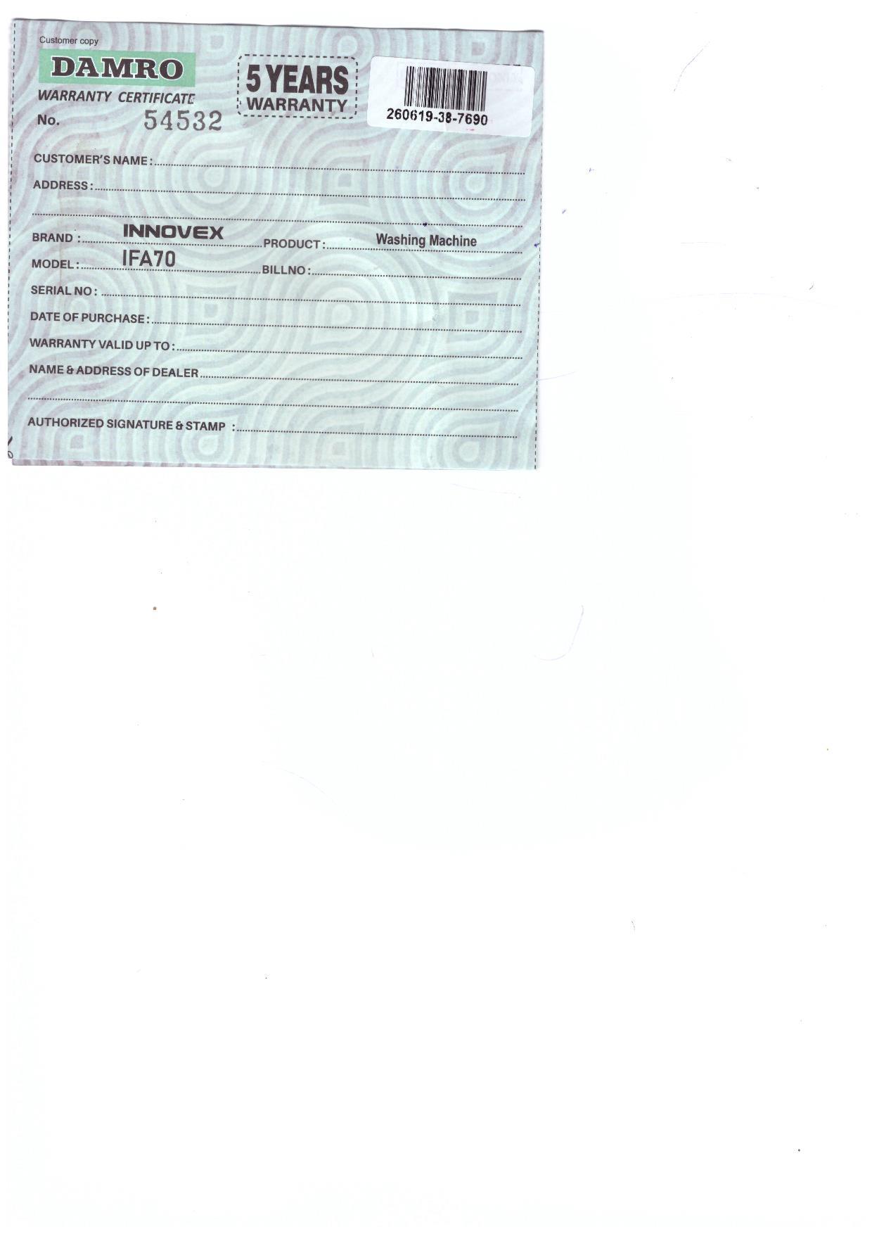 Warranty Front