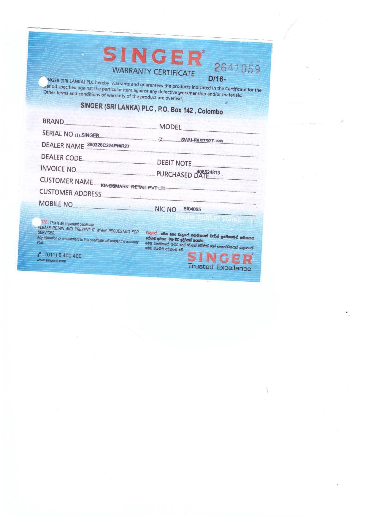 Warranty Front