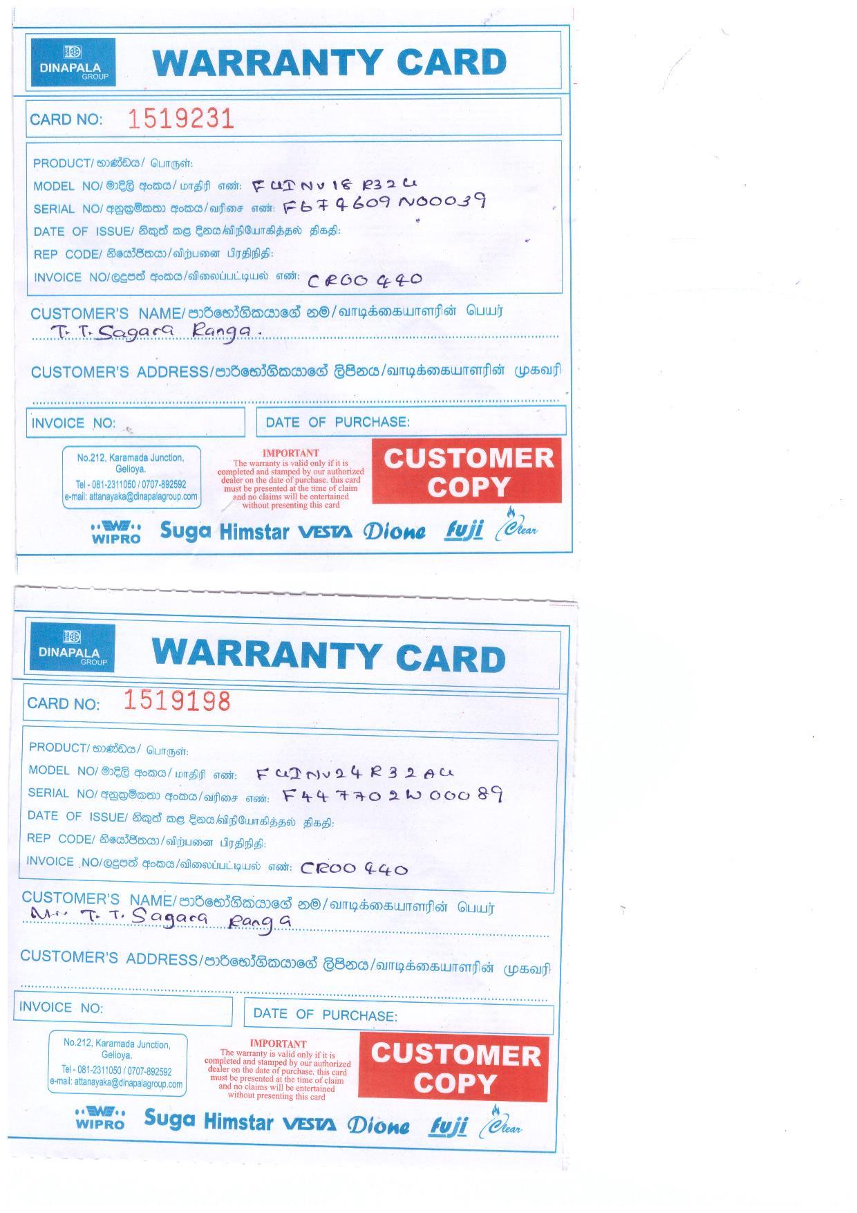 Warranty Front