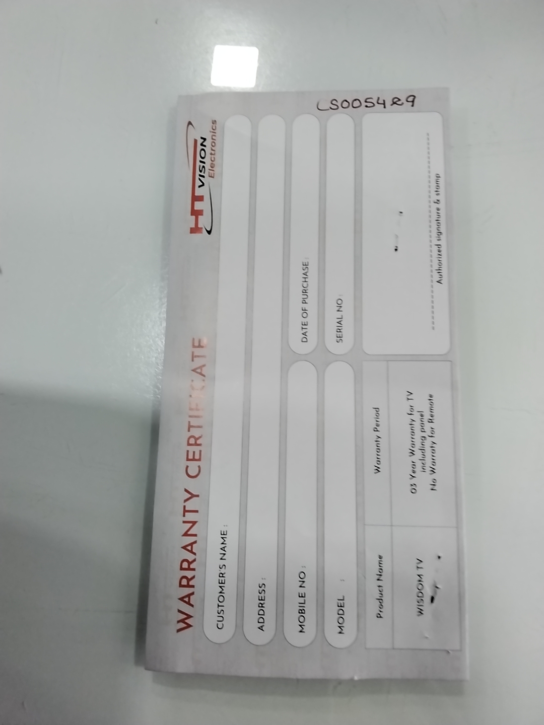Warranty Front