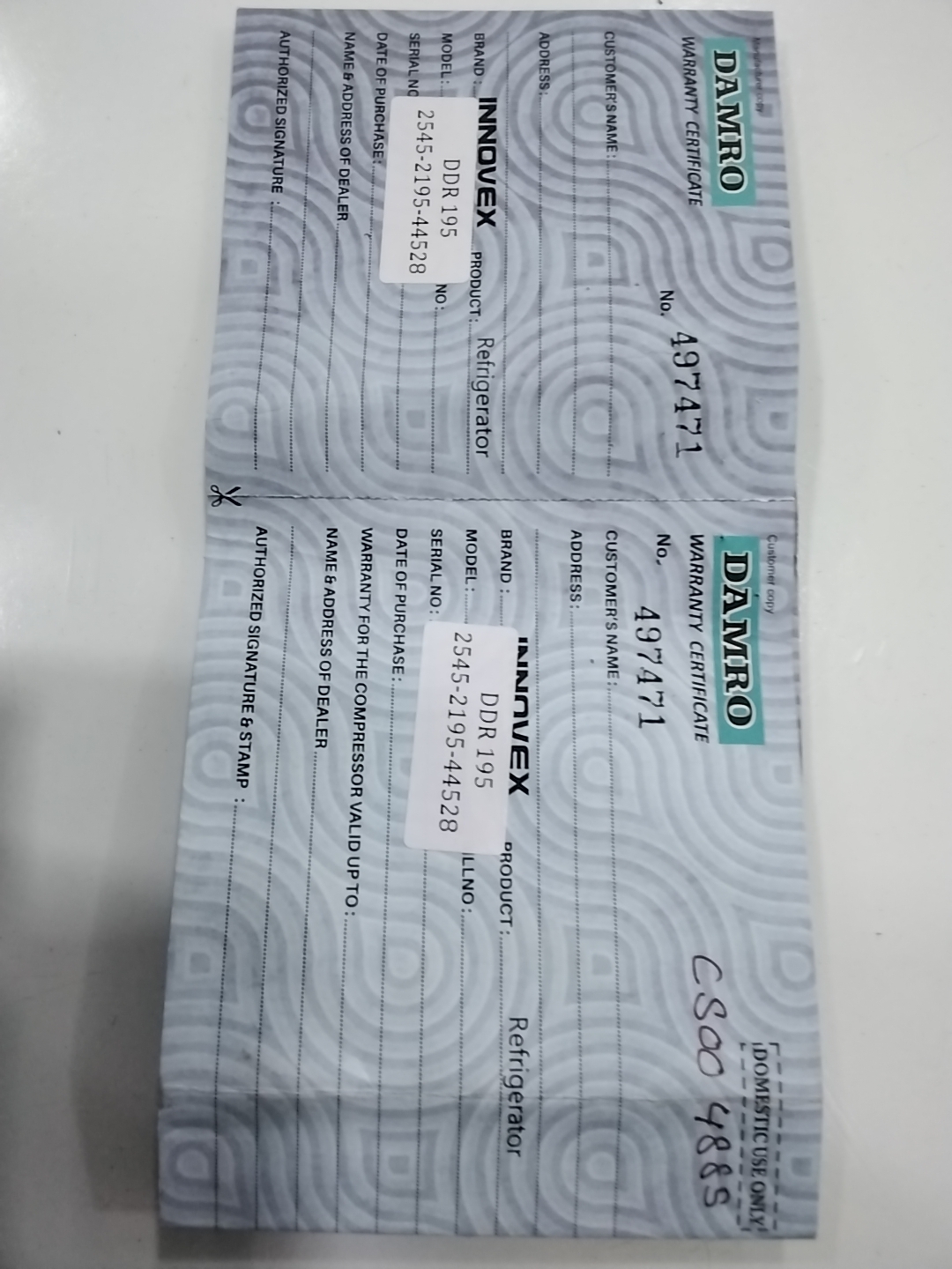 Warranty Front