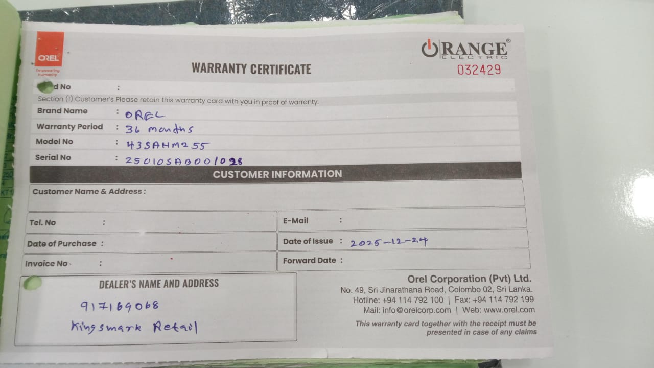 Warranty Front