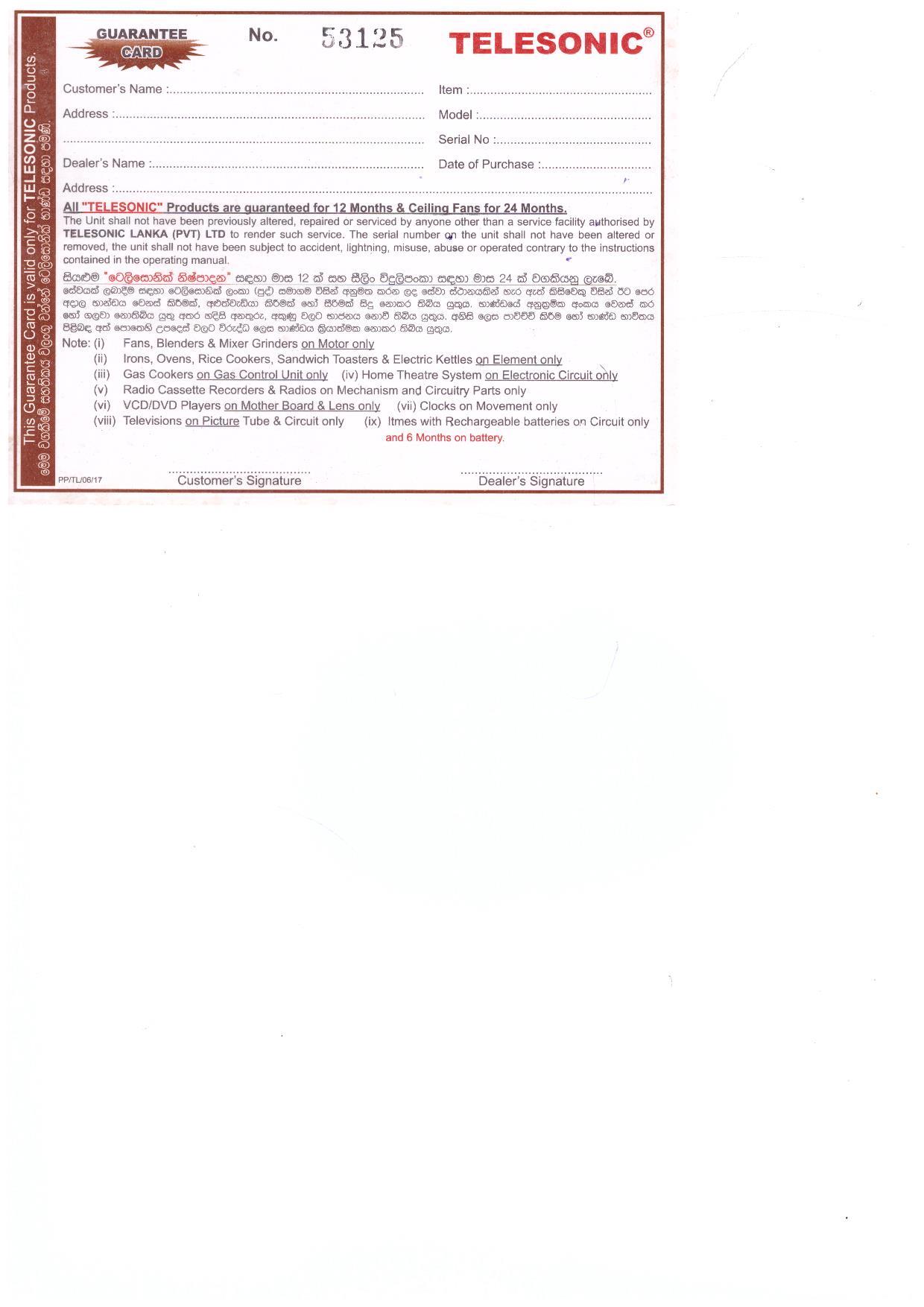 Warranty Front
