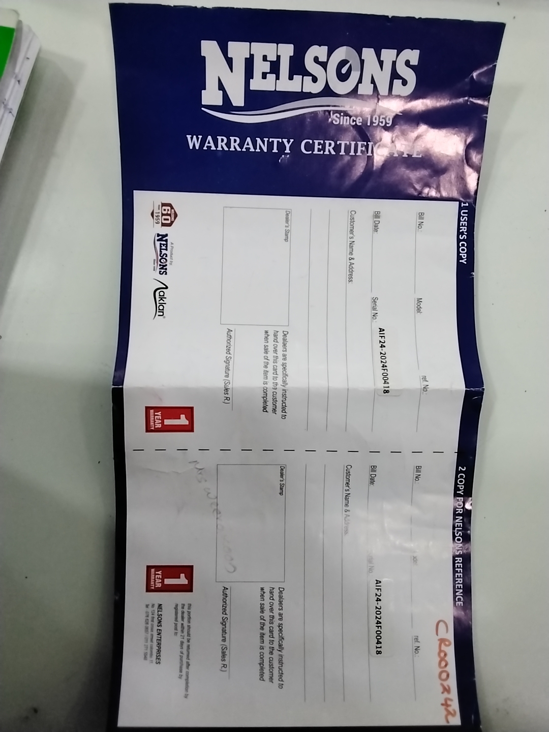 Warranty Front