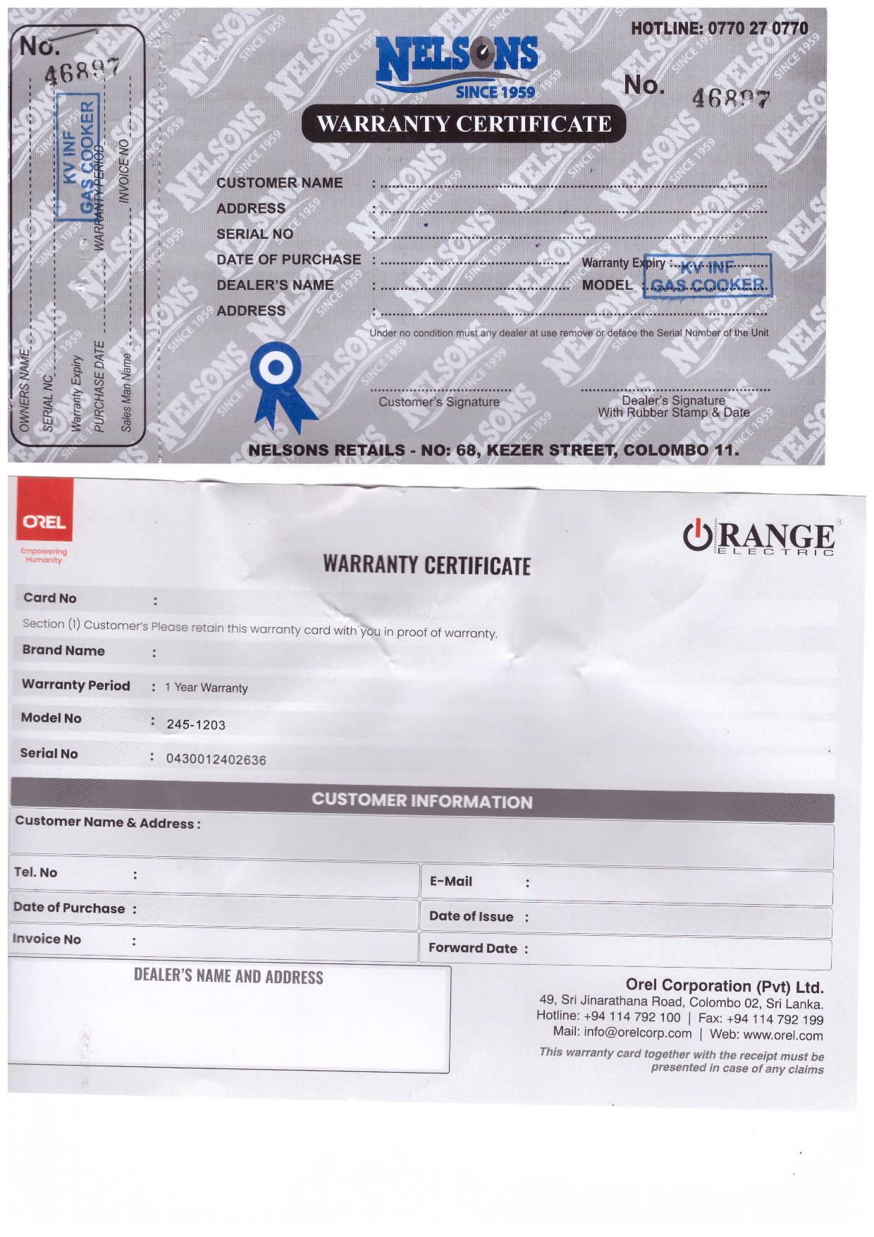 Warranty Front