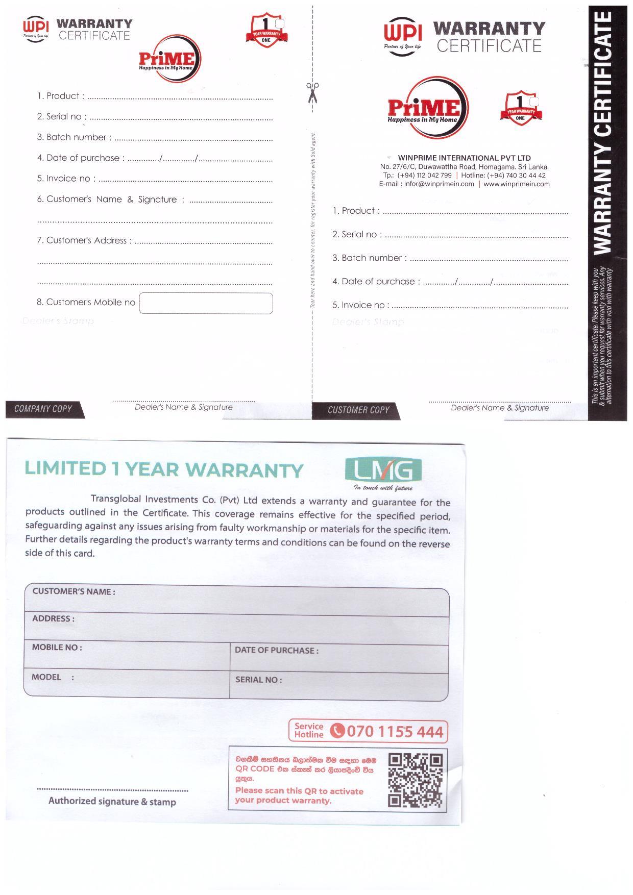 Warranty Front