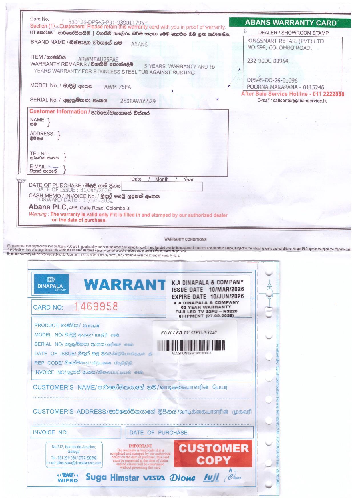 Warranty Front