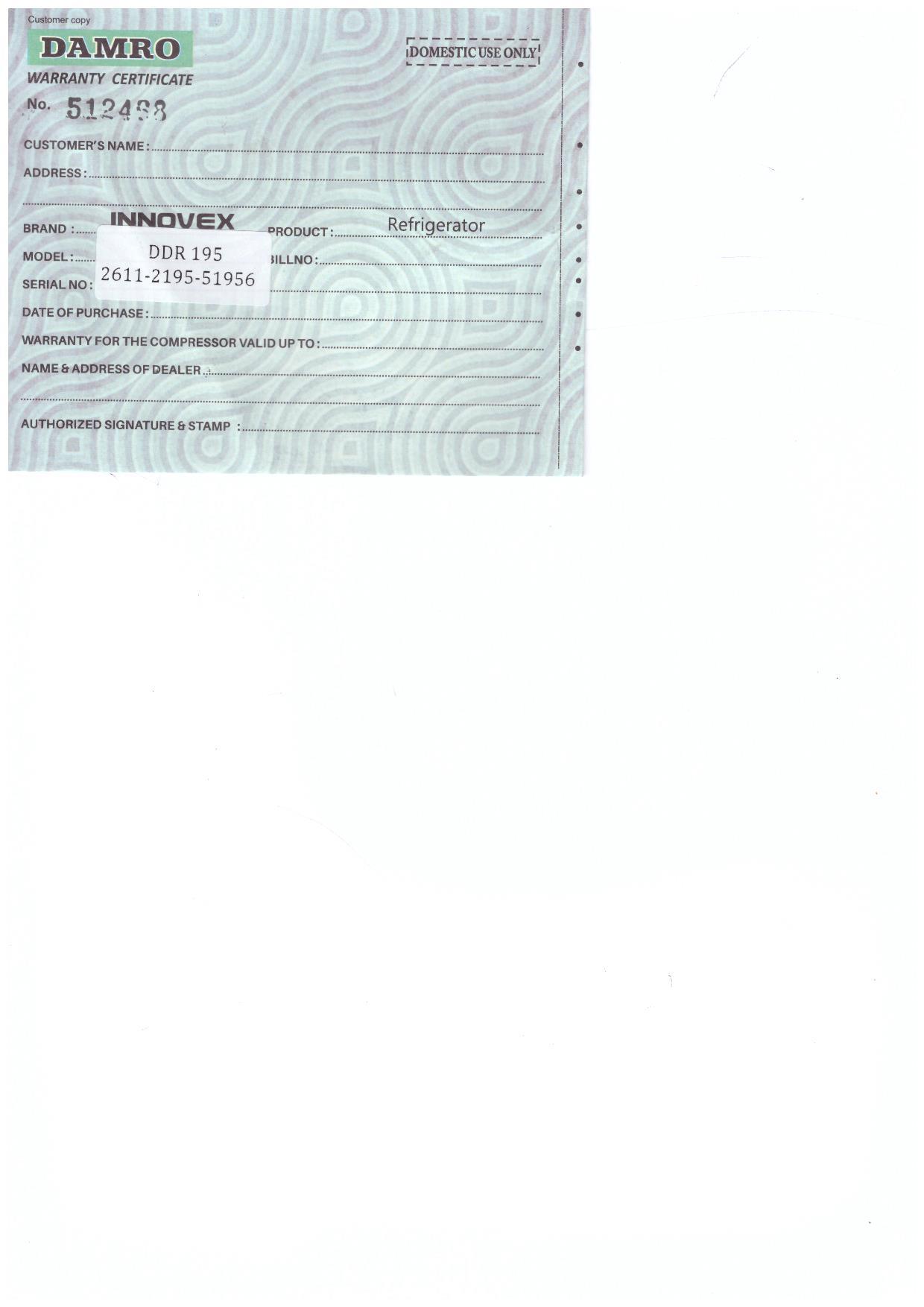Warranty Front