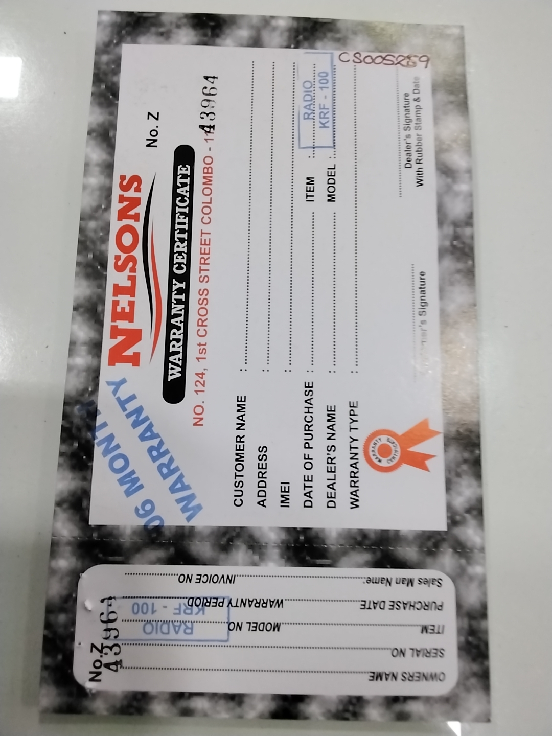 Warranty Front