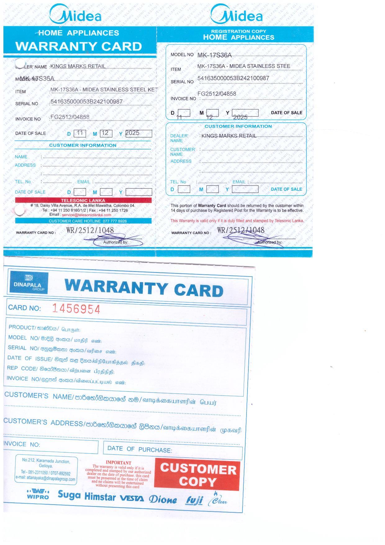 Warranty Front