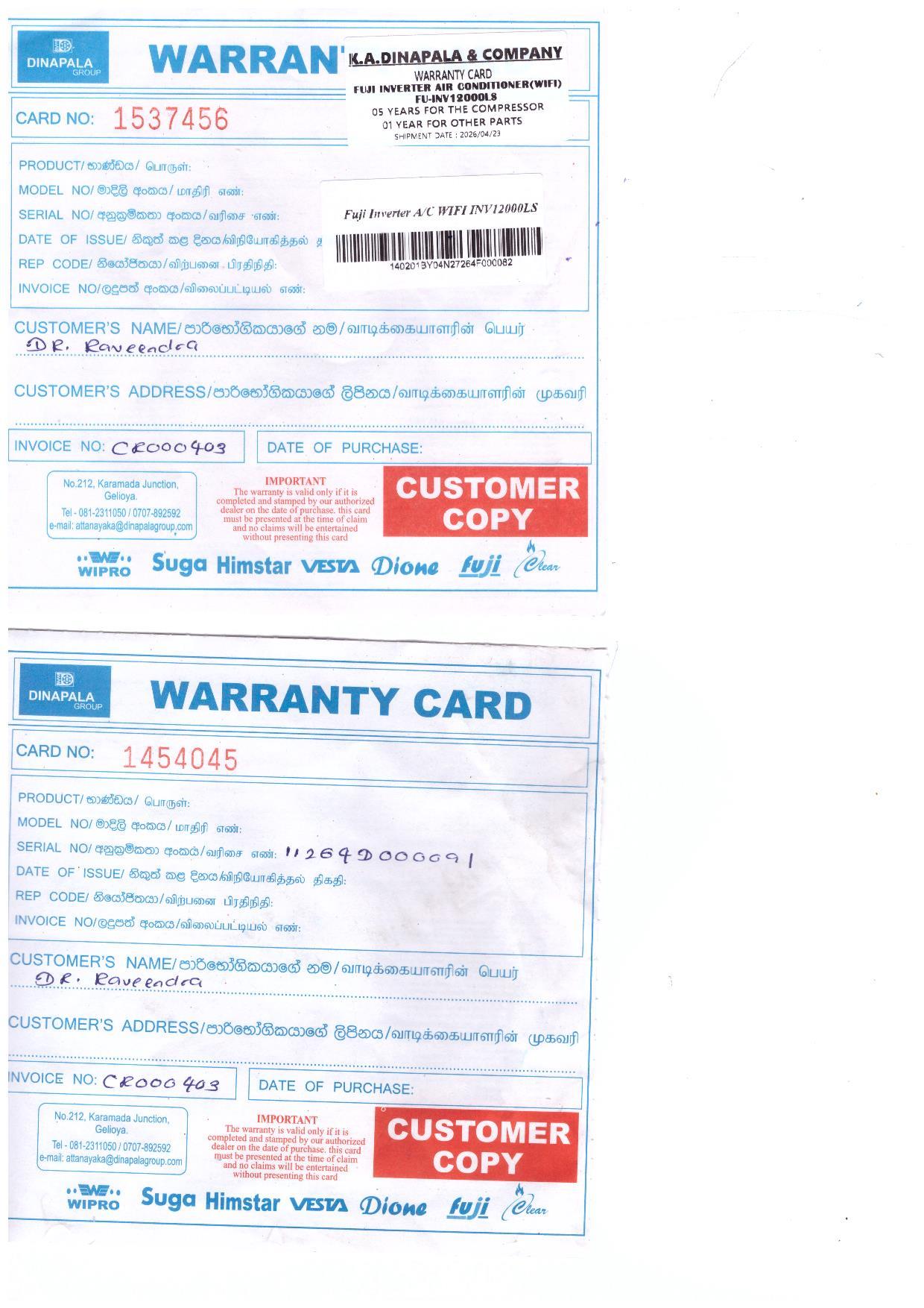 Warranty Front