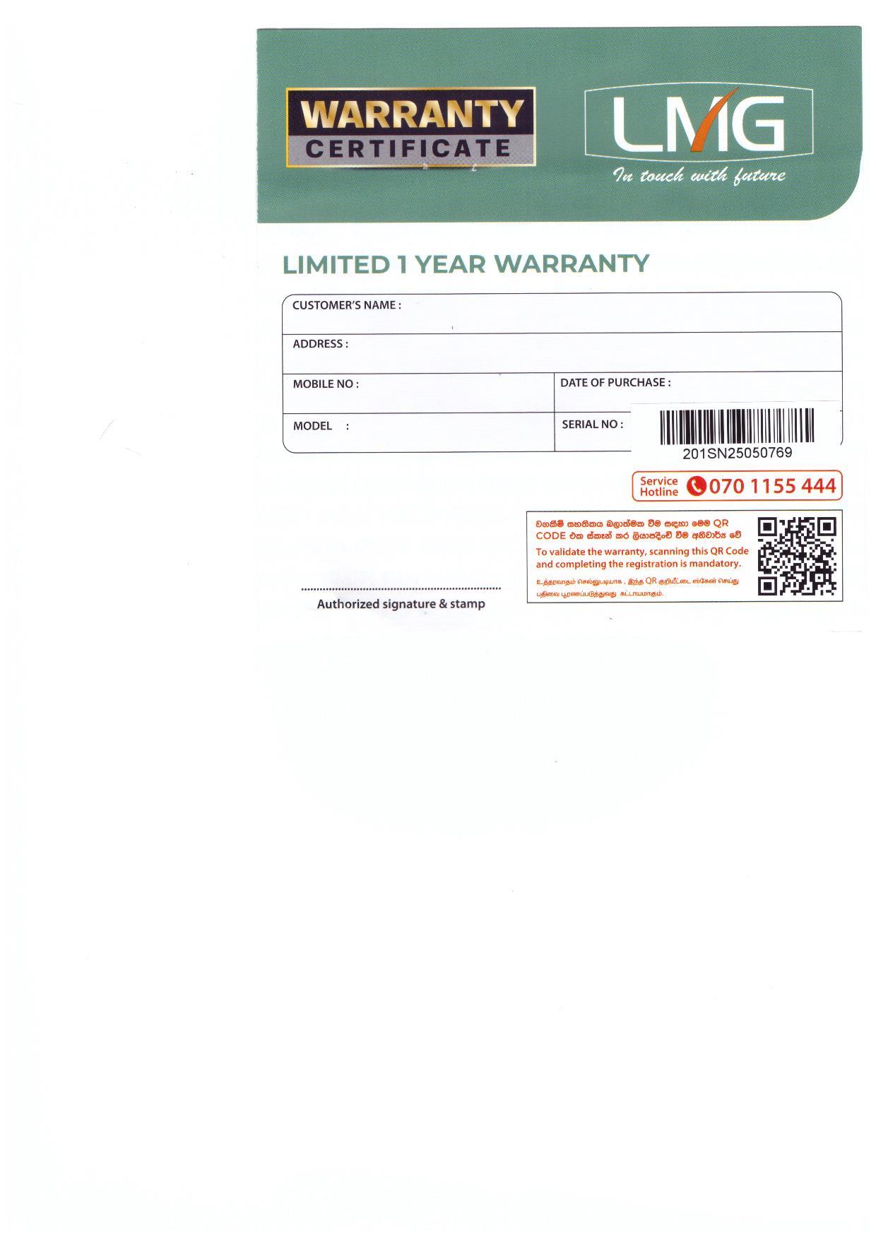 Warranty Front
