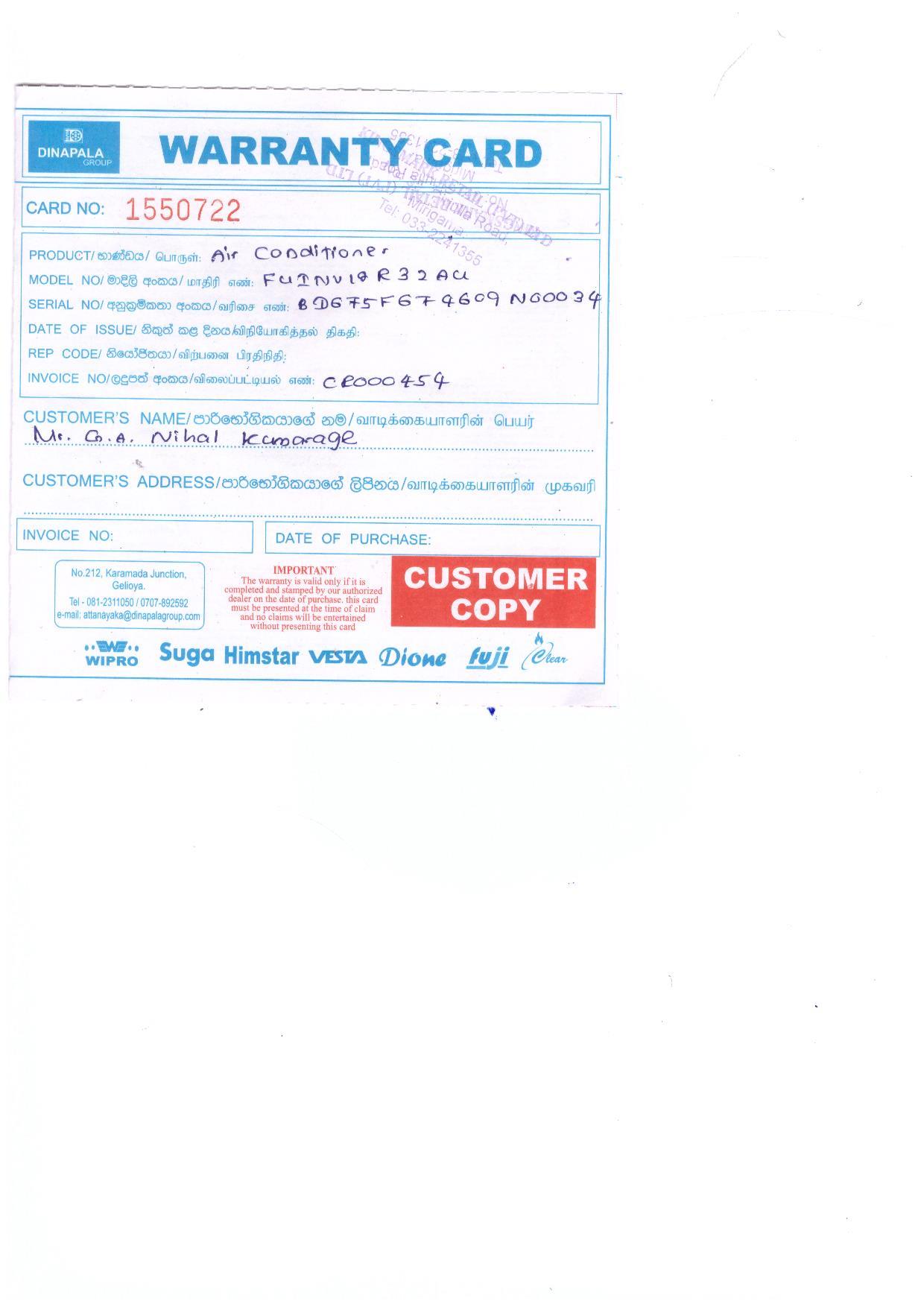 Warranty Front