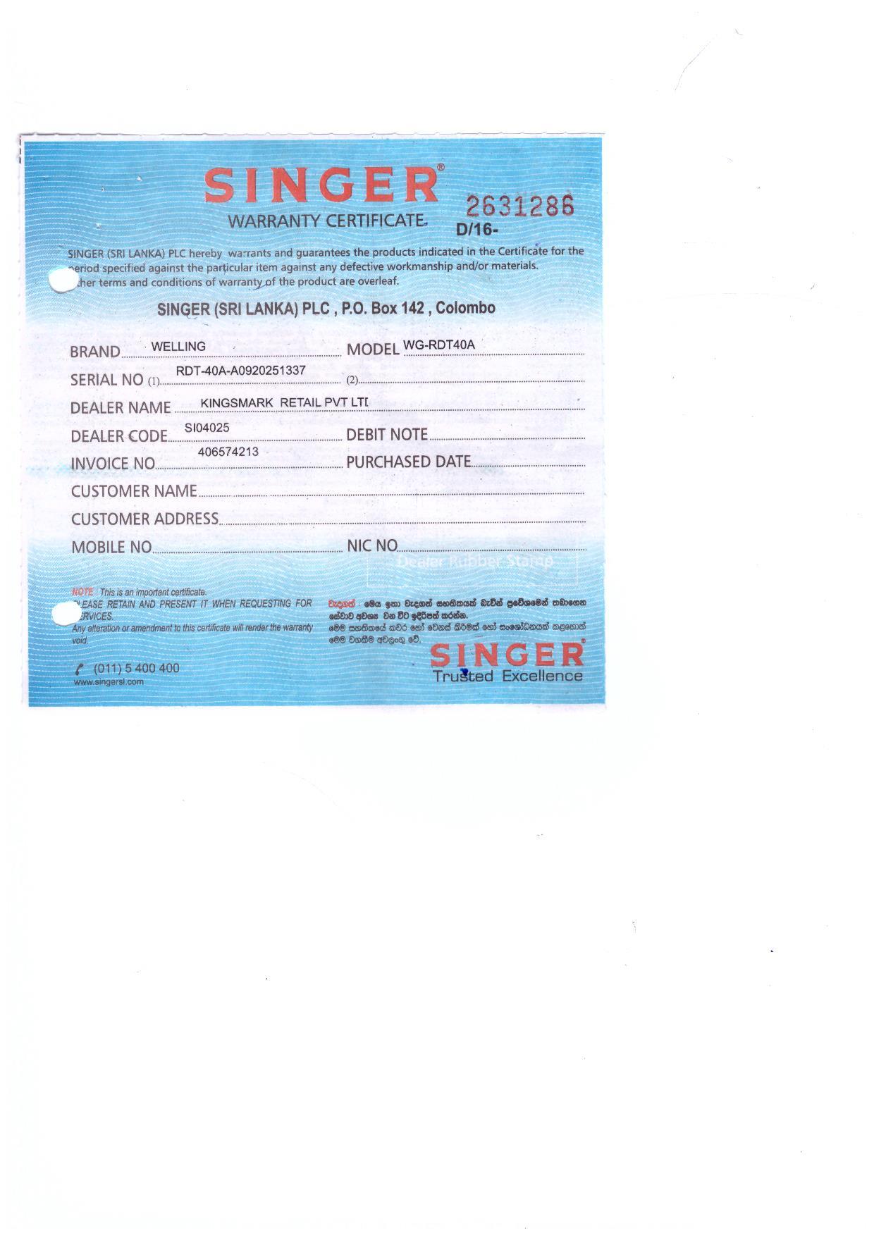 Warranty Front