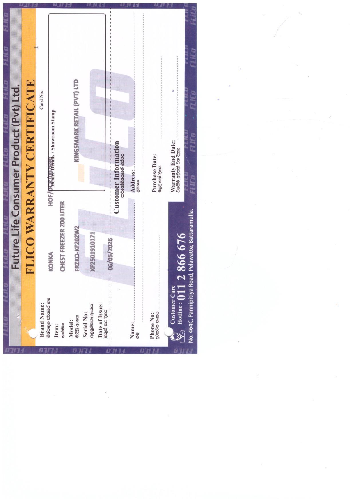 Warranty Front