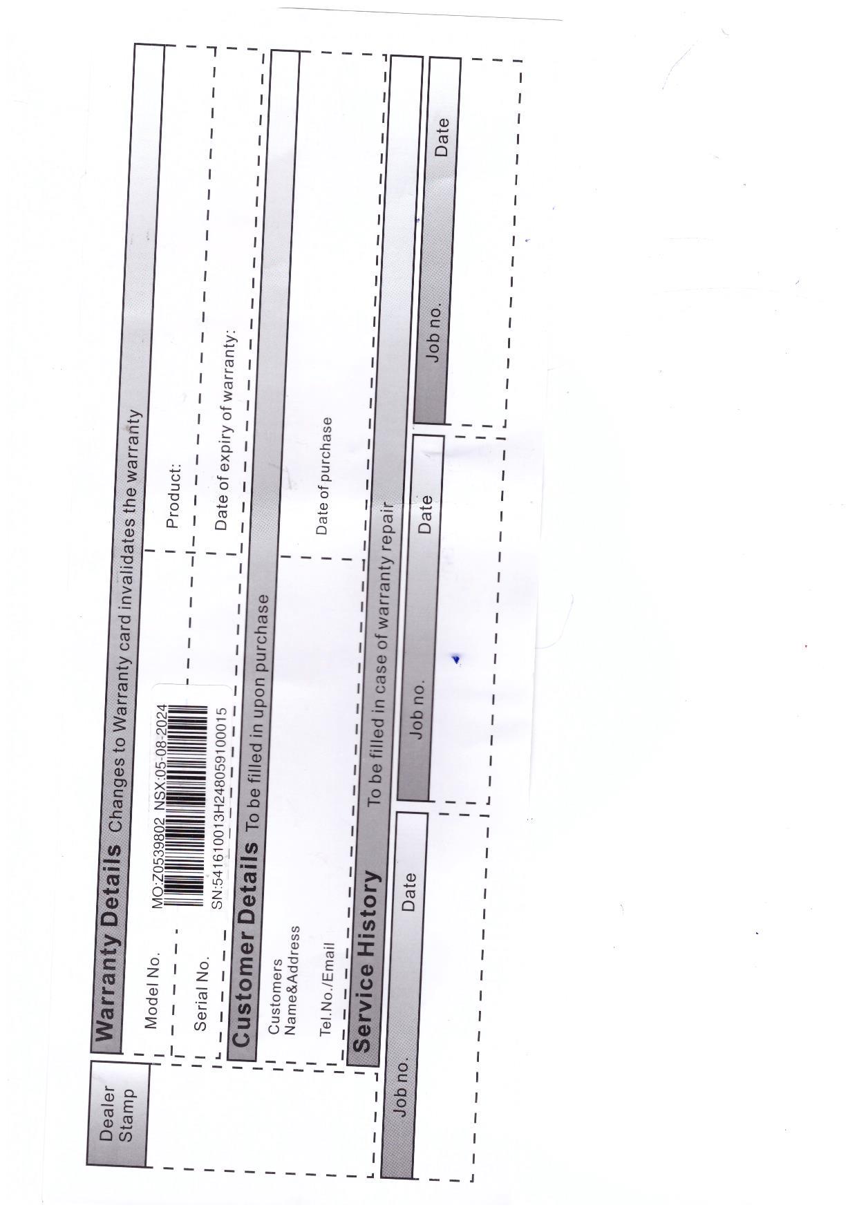 Warranty Front