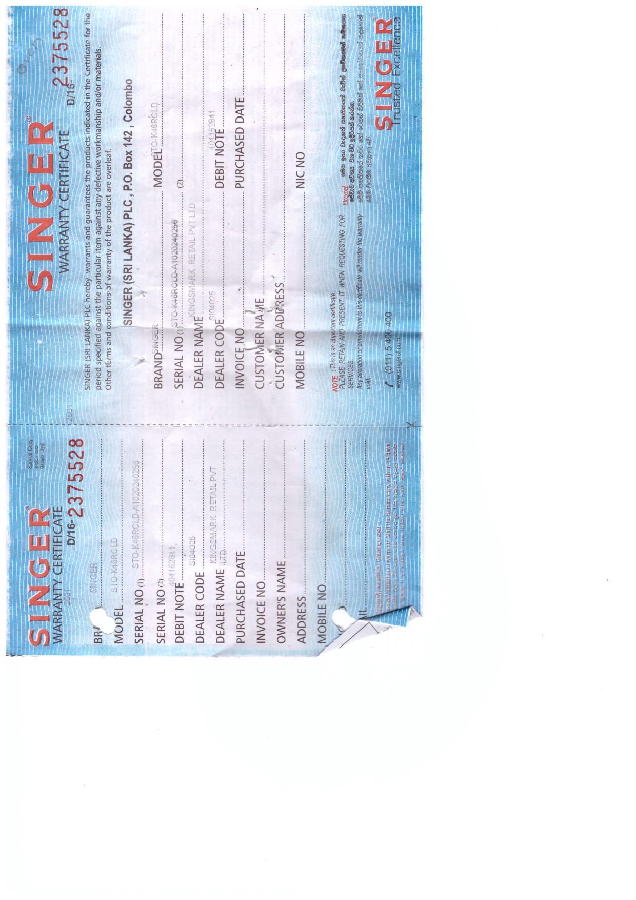 Warranty Front