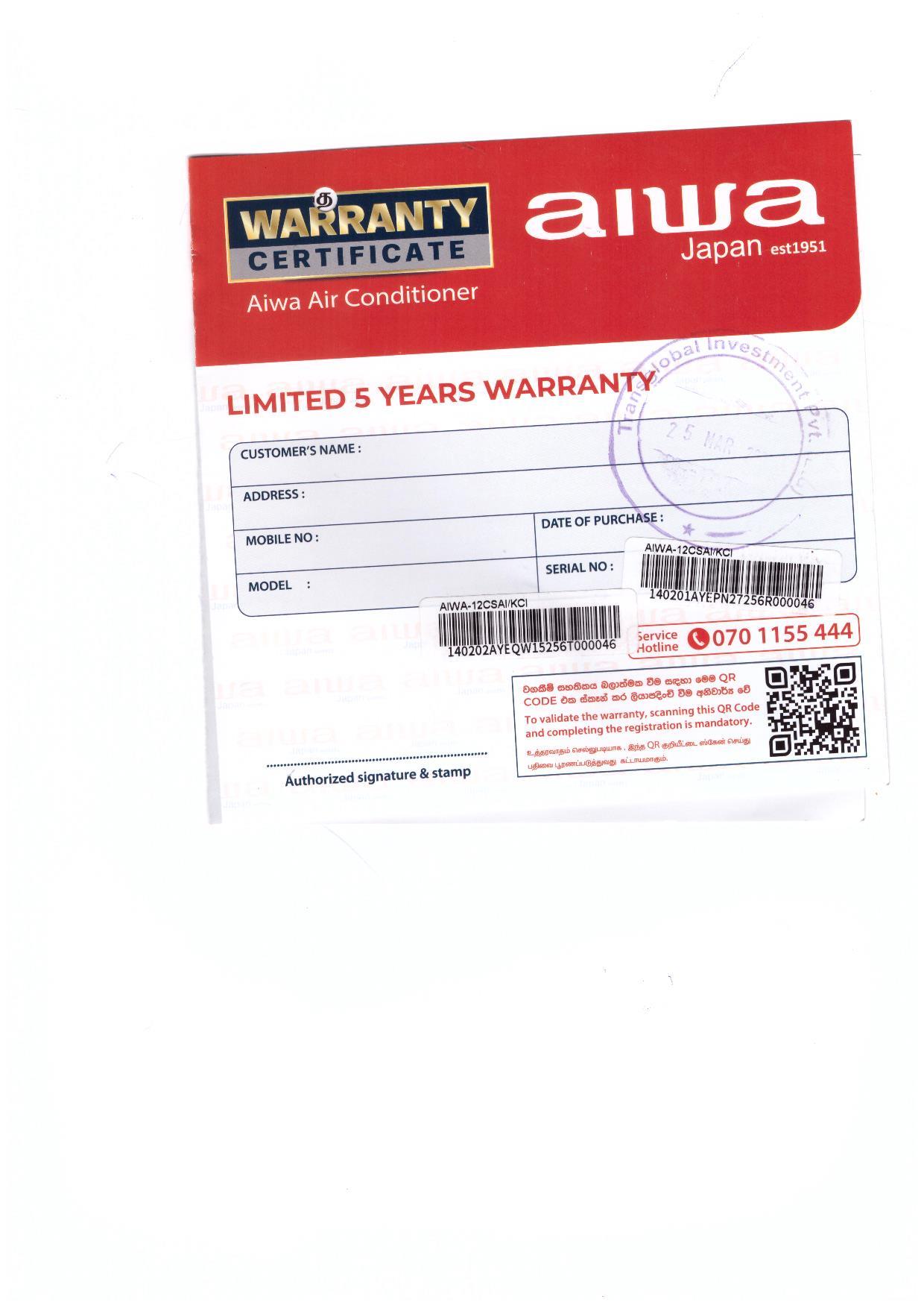 Warranty Front
