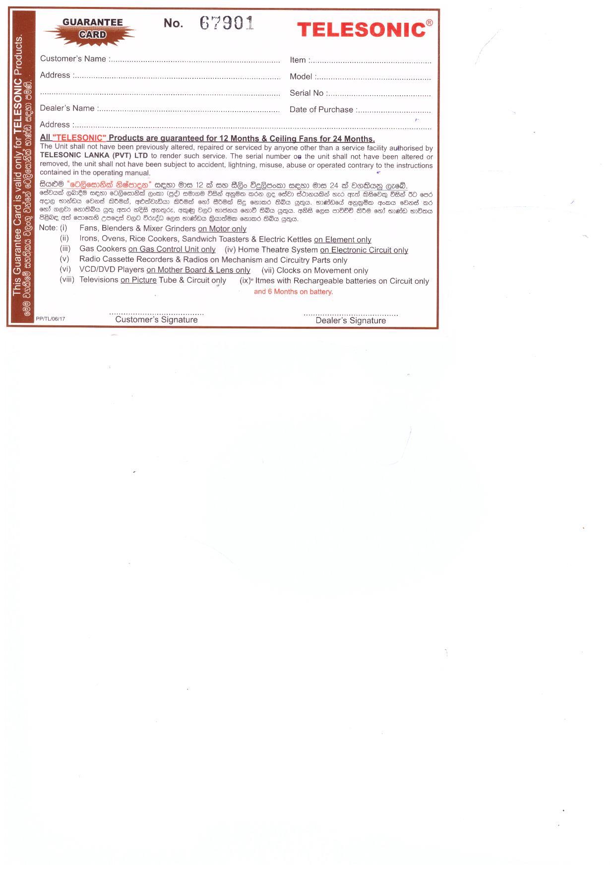 Warranty Front