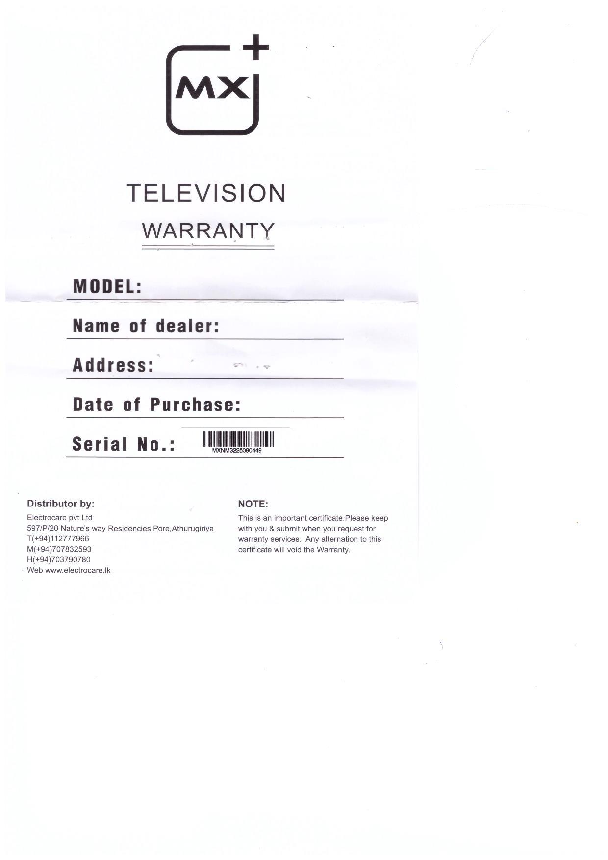 Warranty Front