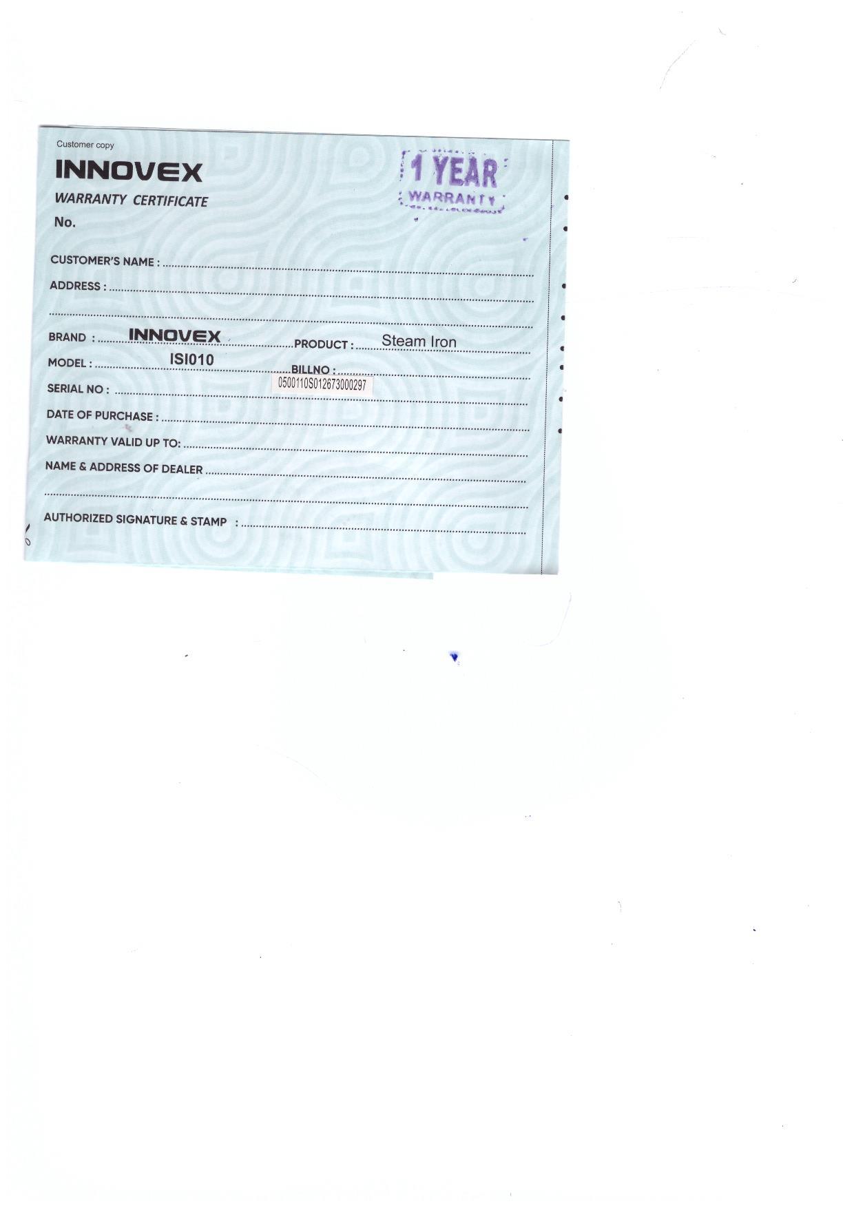 Warranty Front