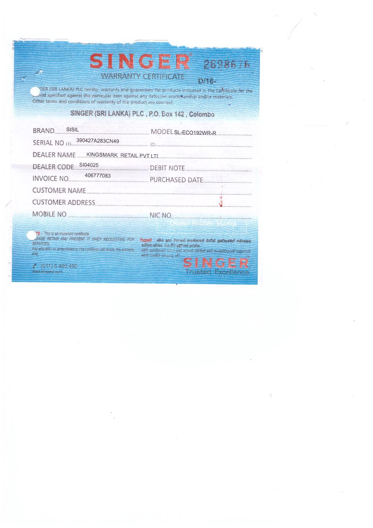Warranty Front