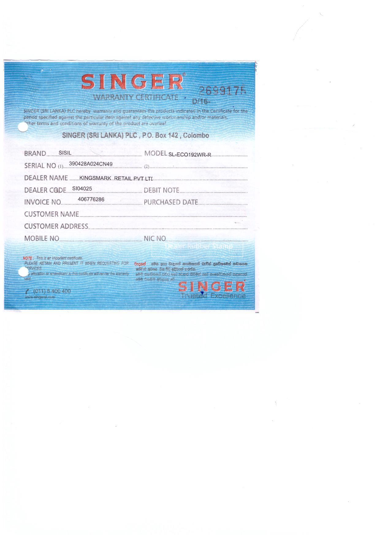 Warranty Front