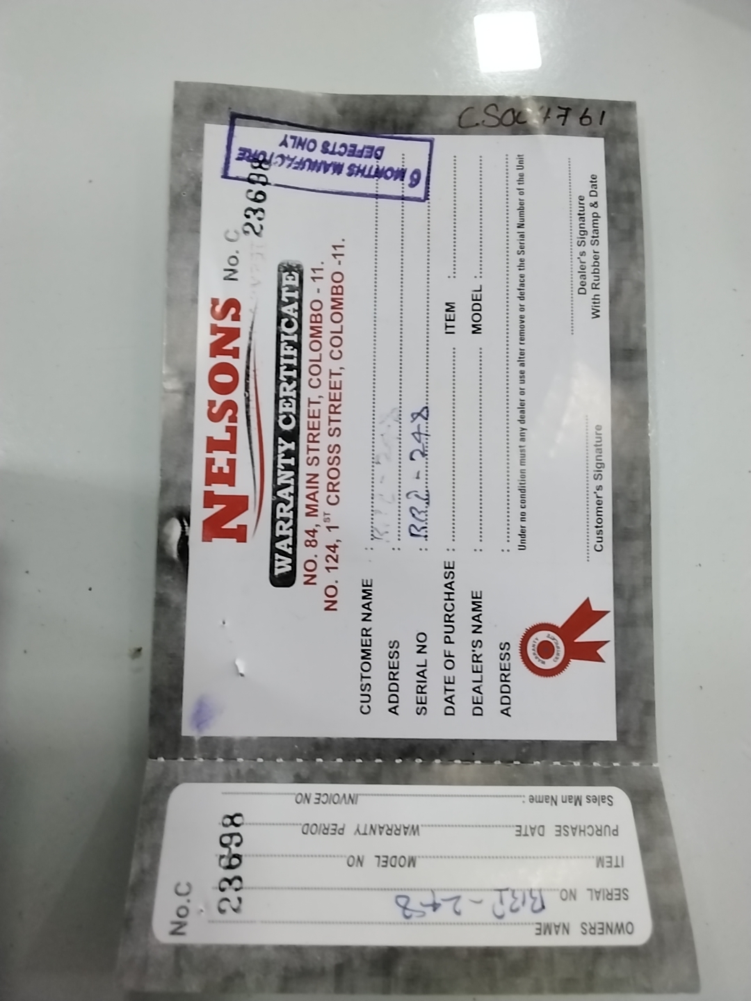 Warranty Front