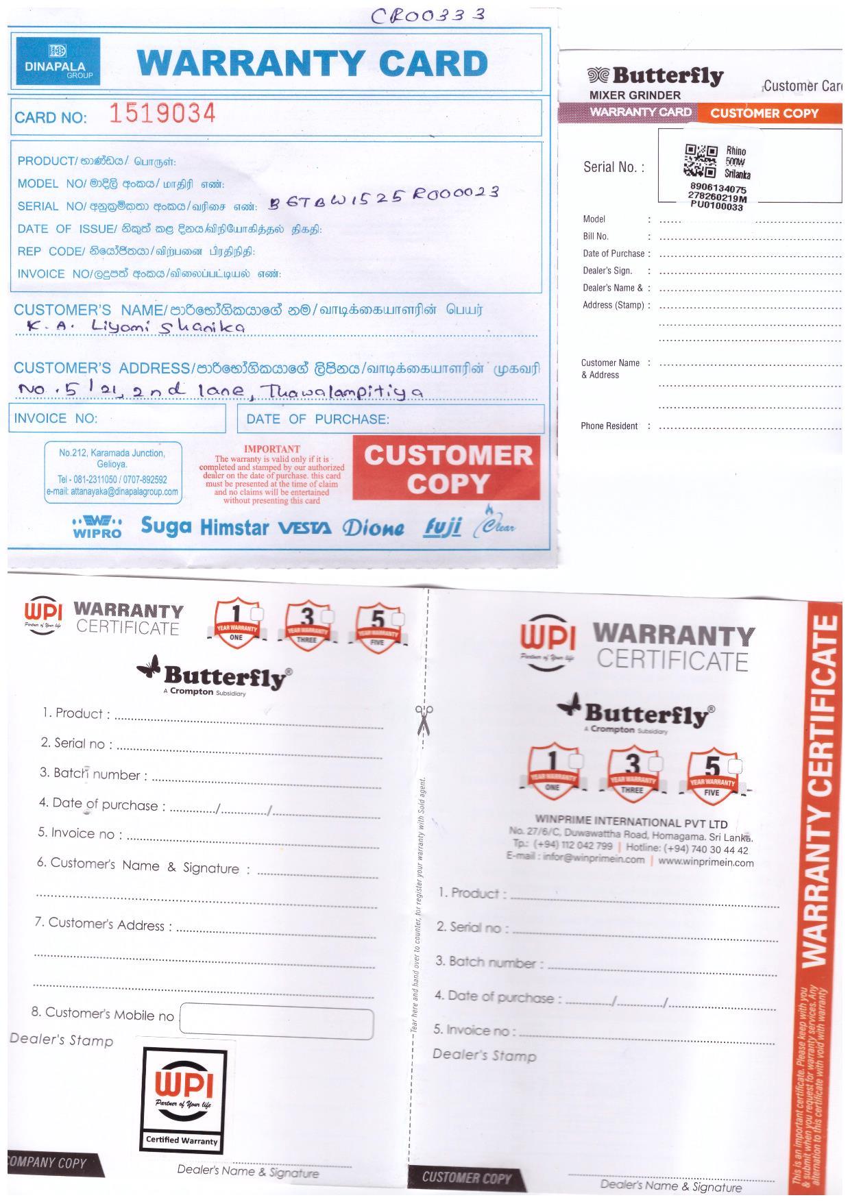 Warranty Front