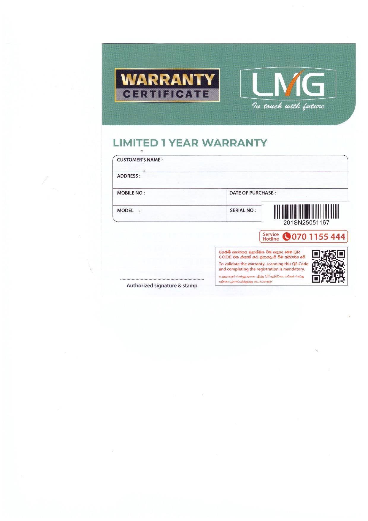 Warranty Front